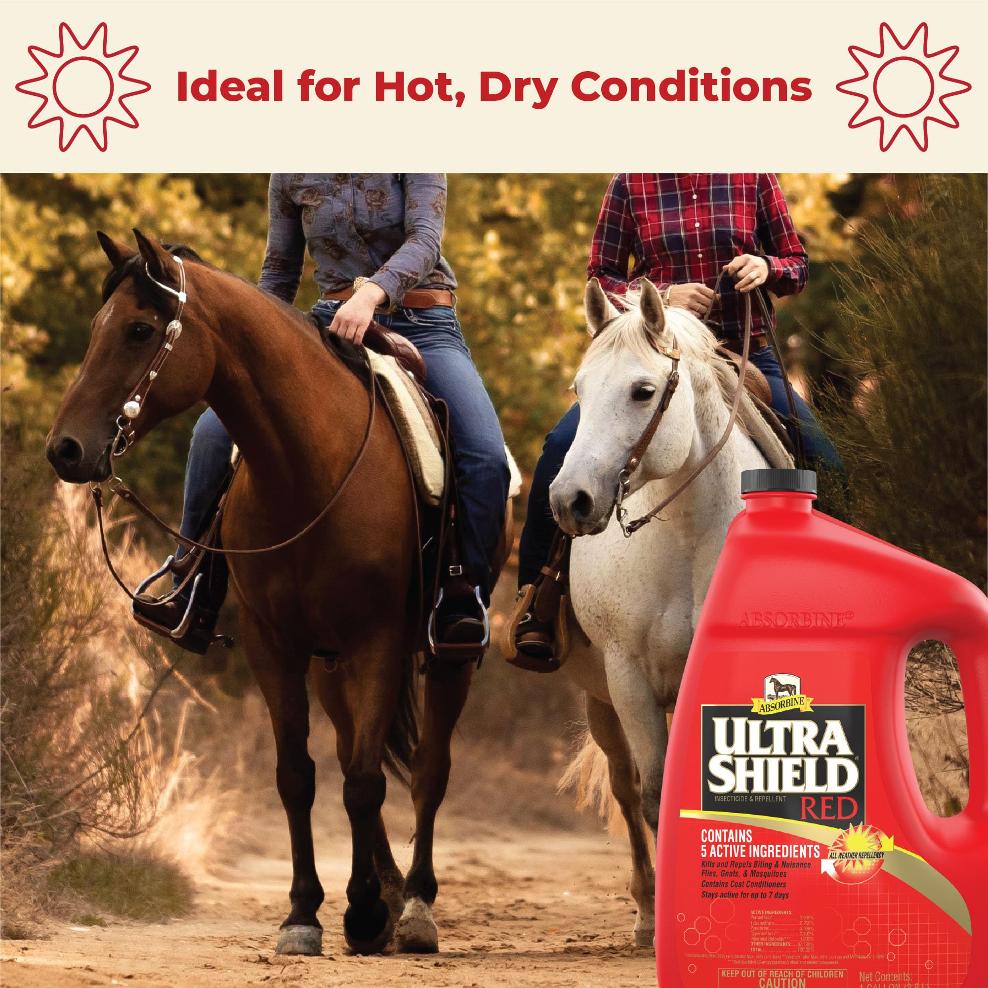 Foto 3 | Insecticida Para Caballos Fly Spray Absorbine Ultrashield, Color Rojo, 3,8 Litros - Venta Internacional.