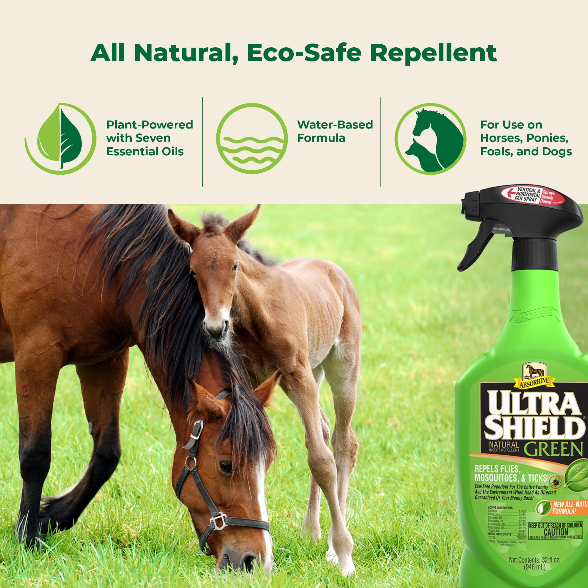 Foto 2 | Repelente De Insectos Absorbine Ultrashield Green Para Caballos Y Perros - Venta Internacional.