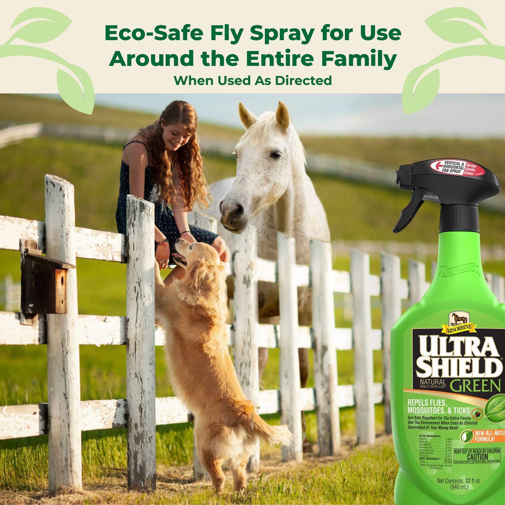 Foto 3 | Repelente De Insectos Absorbine Ultrashield Green Para Caballos Y Perros - Venta Internacional.