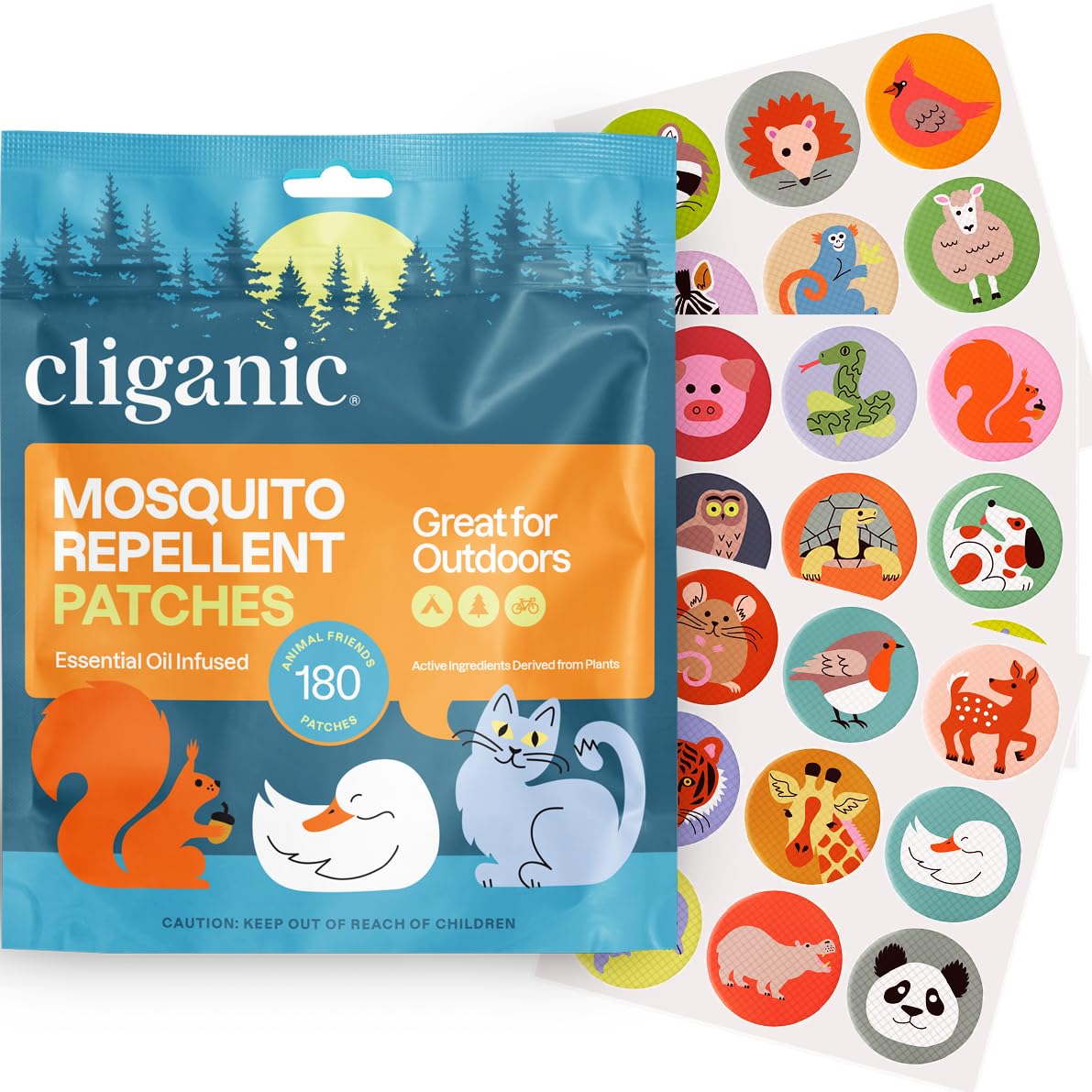 Foto 2 pulgar | Pegatinas Repelentes De Mosquitos Cliganic Animal Patches, Paquete De 180 - Venta Internacional.