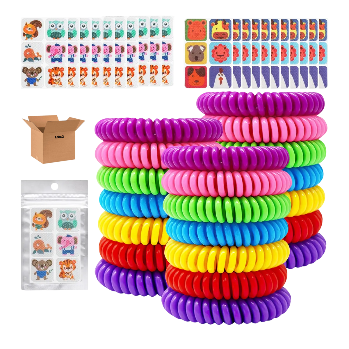 Pulseras De Mosquito Repelente Lab.g Y Parche Antimosquito Natural Colores