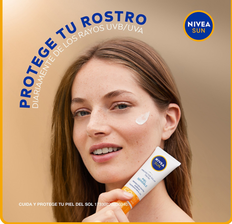 Foto 4 pulgar | Protector Solar Facial Nivea Sun Piel Sensible 50 Fps 50 Ml