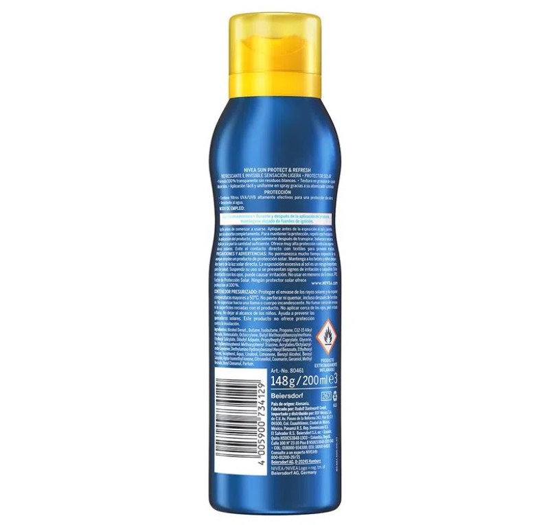 Foto 3 pulgar | Protector Nivea Sun Hidratante Fps50 Spray 200 Ml