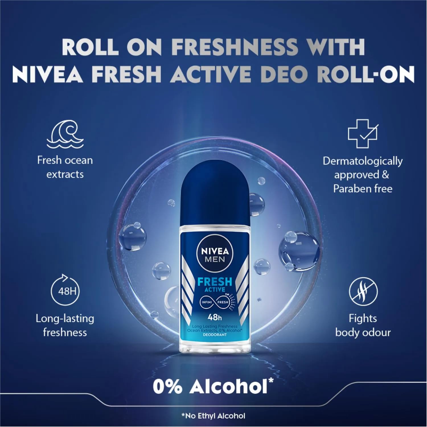 Foto 5 pulgar | Desodorante Nivea Men Fresh Active Roll On, 50 Ml, 48 Horas (paquete De 3) - Venta Internacional.