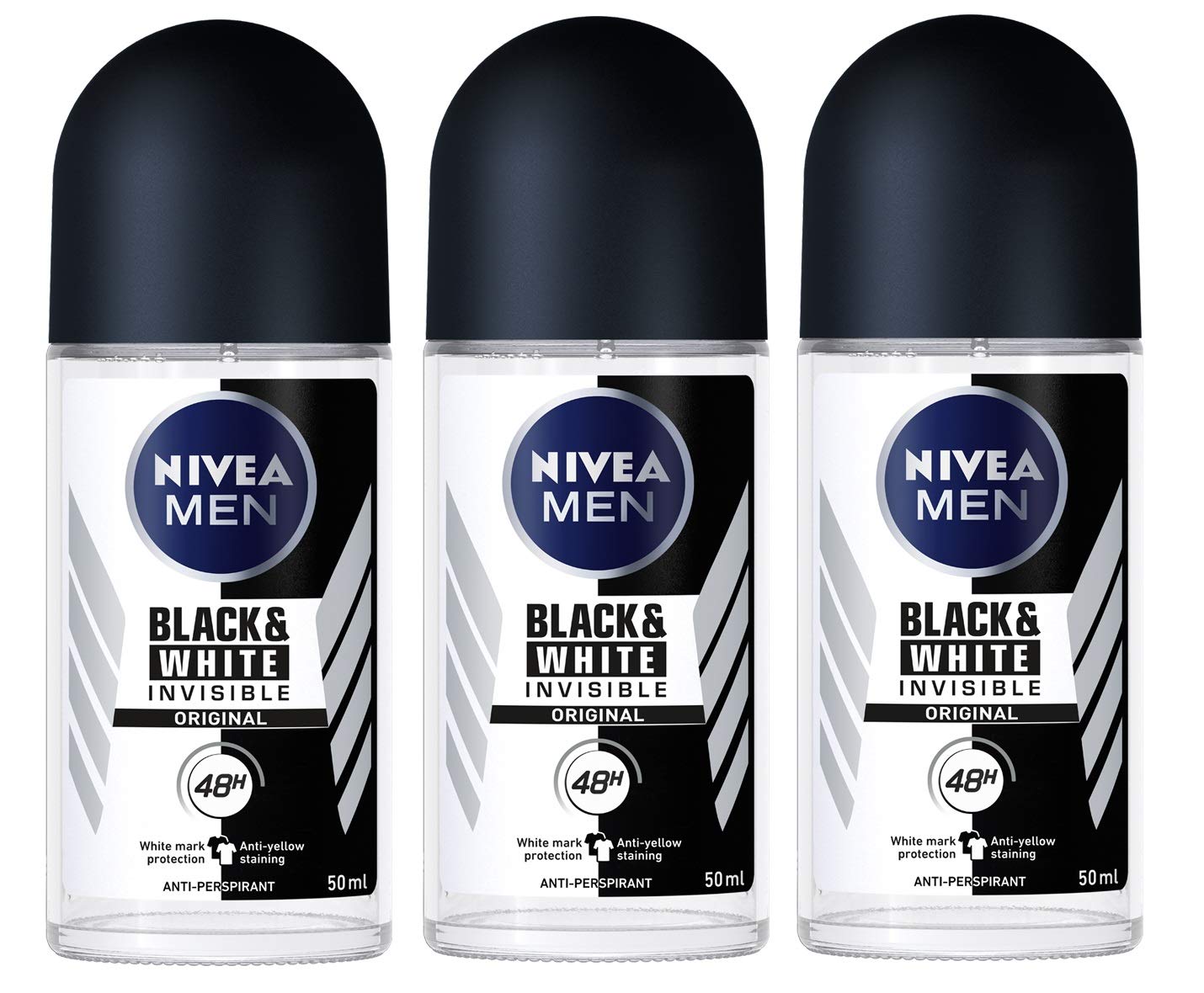 Foto 2 pulgar | Desodorante Nivea Para Hombre Invisible Para Blanco Y Negro 48h 50ml X3 - Venta Internacional.