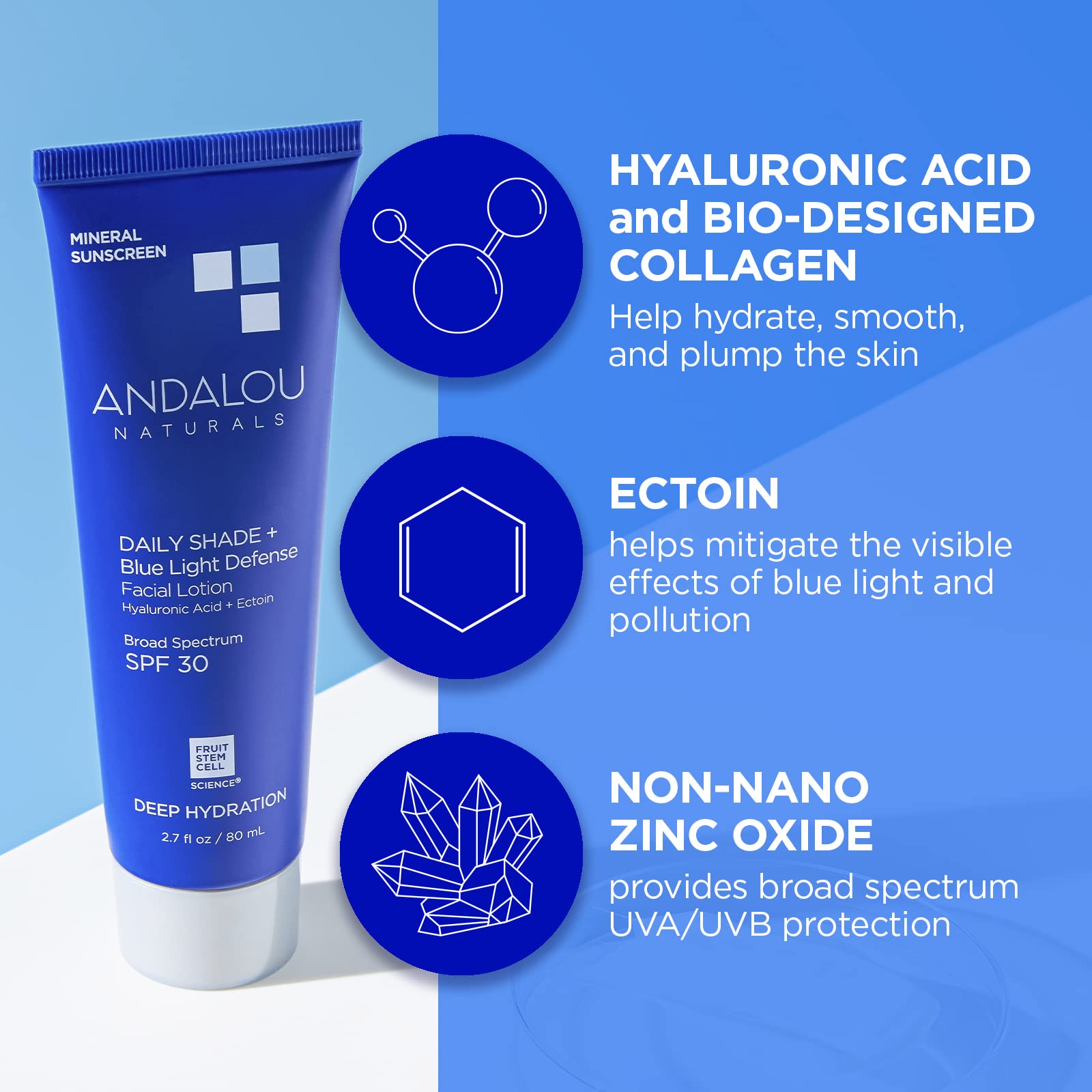 Foto 5 pulgar | Protector Solar Andalou Naturals Spf 30 Daily Shade 80 Ml - Venta Internacional.