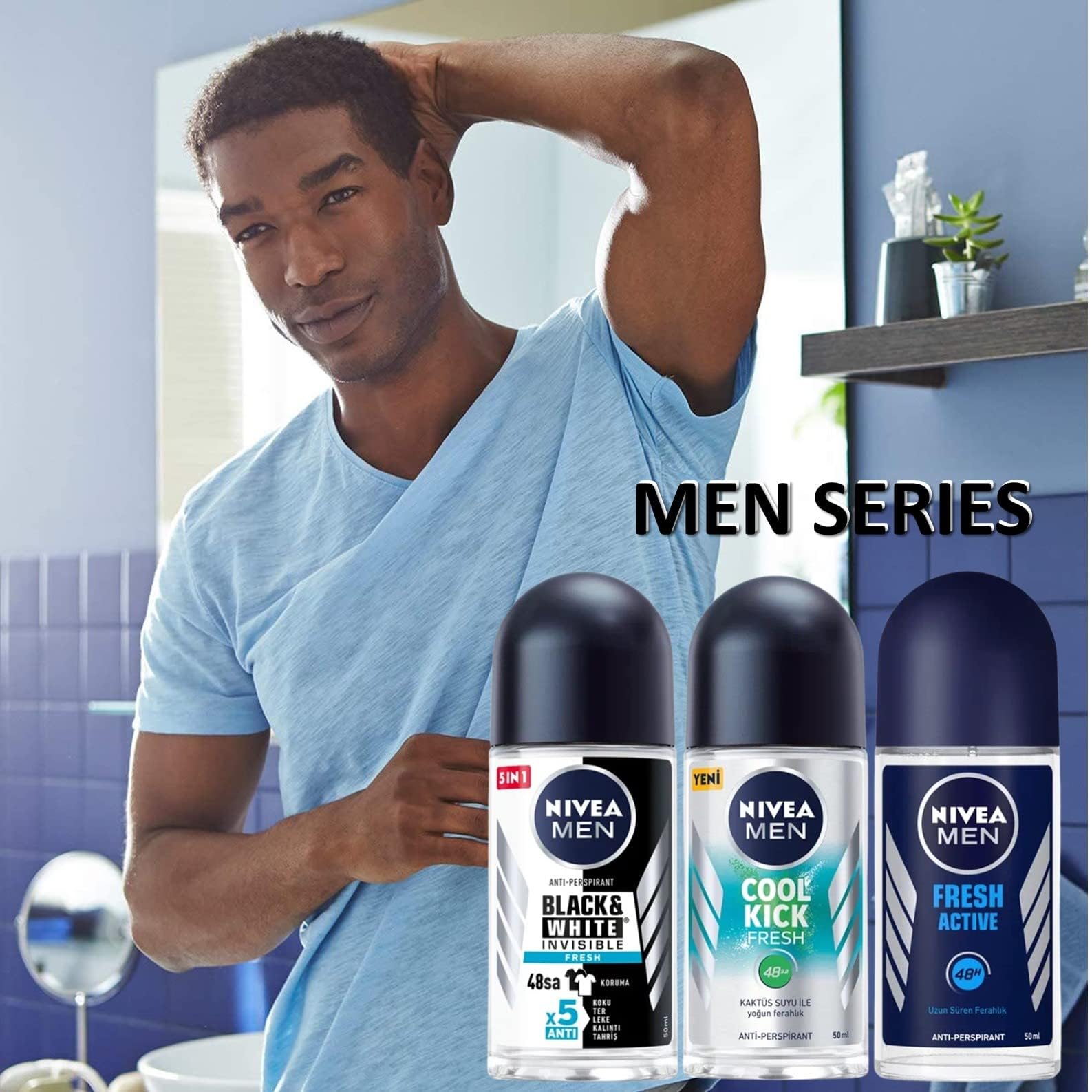 Foto 4 pulgar | Desodorante Nivea Cool Kick Fresh En Blanco Y Negro Fresh Men 50 Ml X3 - Venta Internacional.