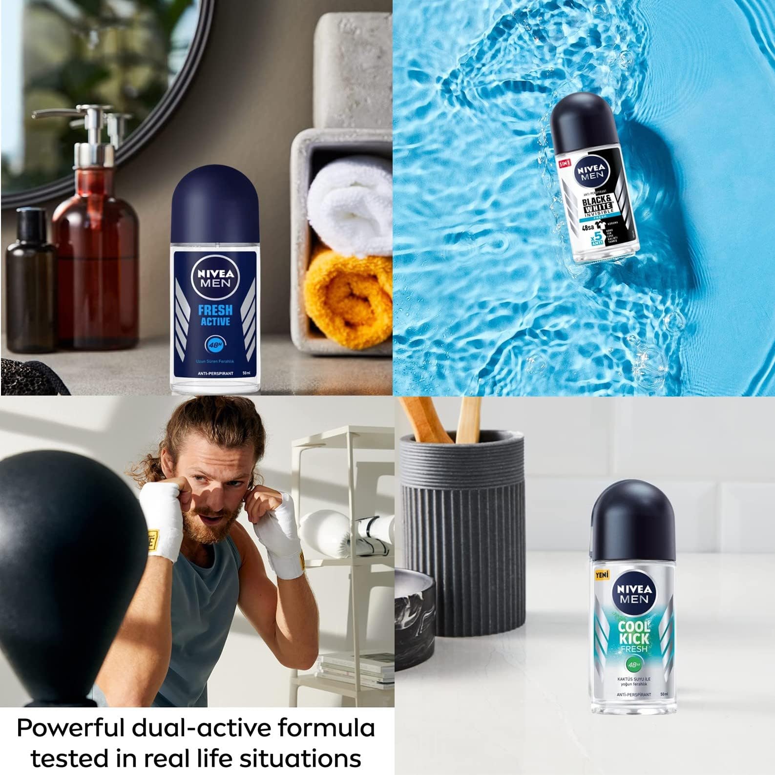Foto 4 | Desodorante Nivea Cool Kick Fresh En Blanco Y Negro Fresh Men 50 Ml X3 - Venta Internacional.