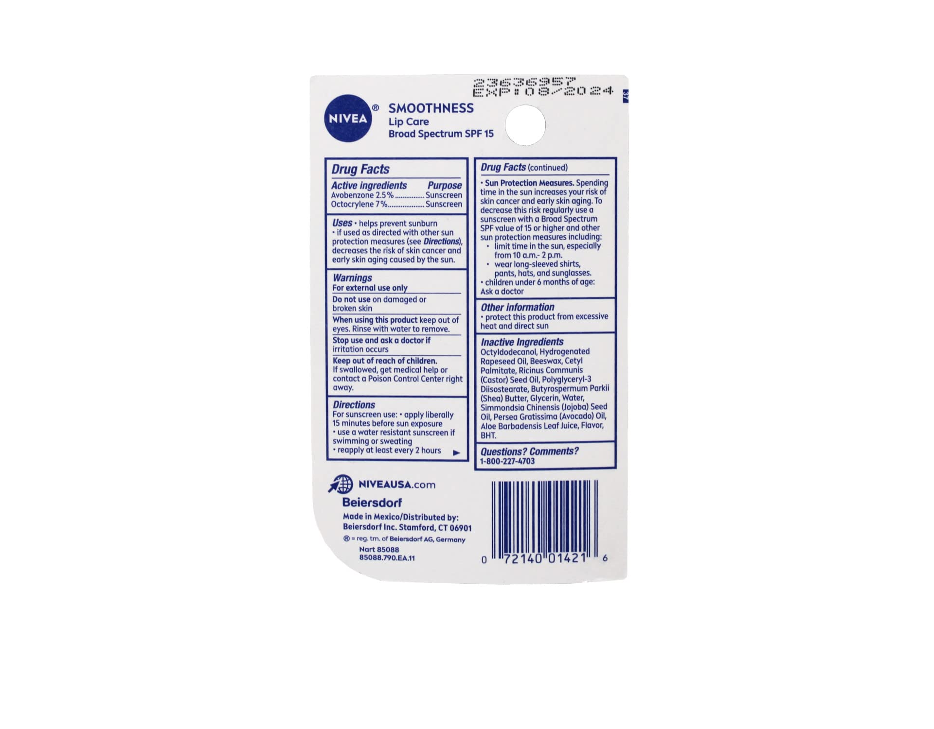 Foto 5 pulgar | Cuidado Labial Nivea Smoothness Spf 15 5 Ml (paquete De 3) - Venta Internacional.