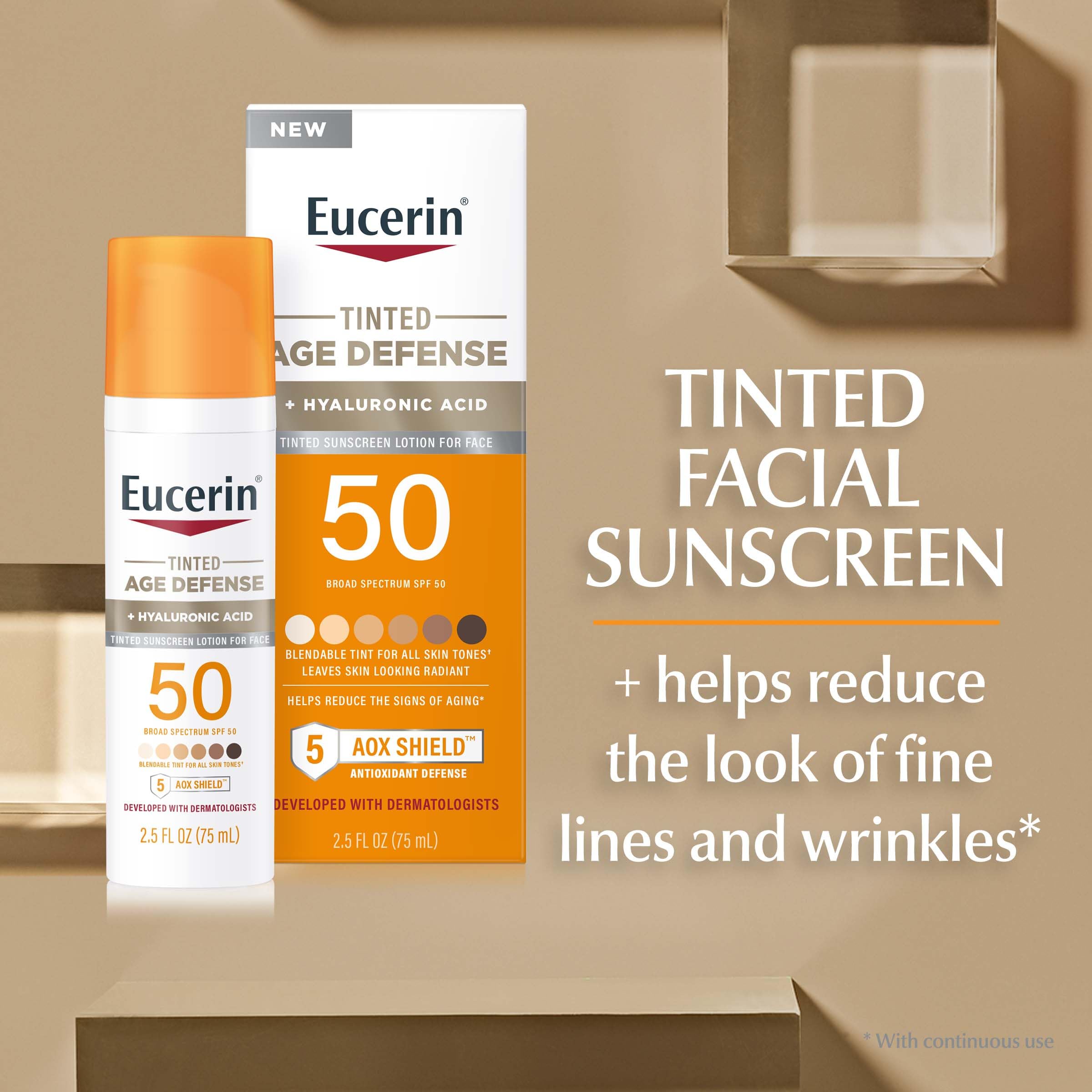 Foto 4 pulgar | Loción De Protección Solar Eucerin Sun Tinted Age Defense Spf 50 75 Ml - Venta Internacional.