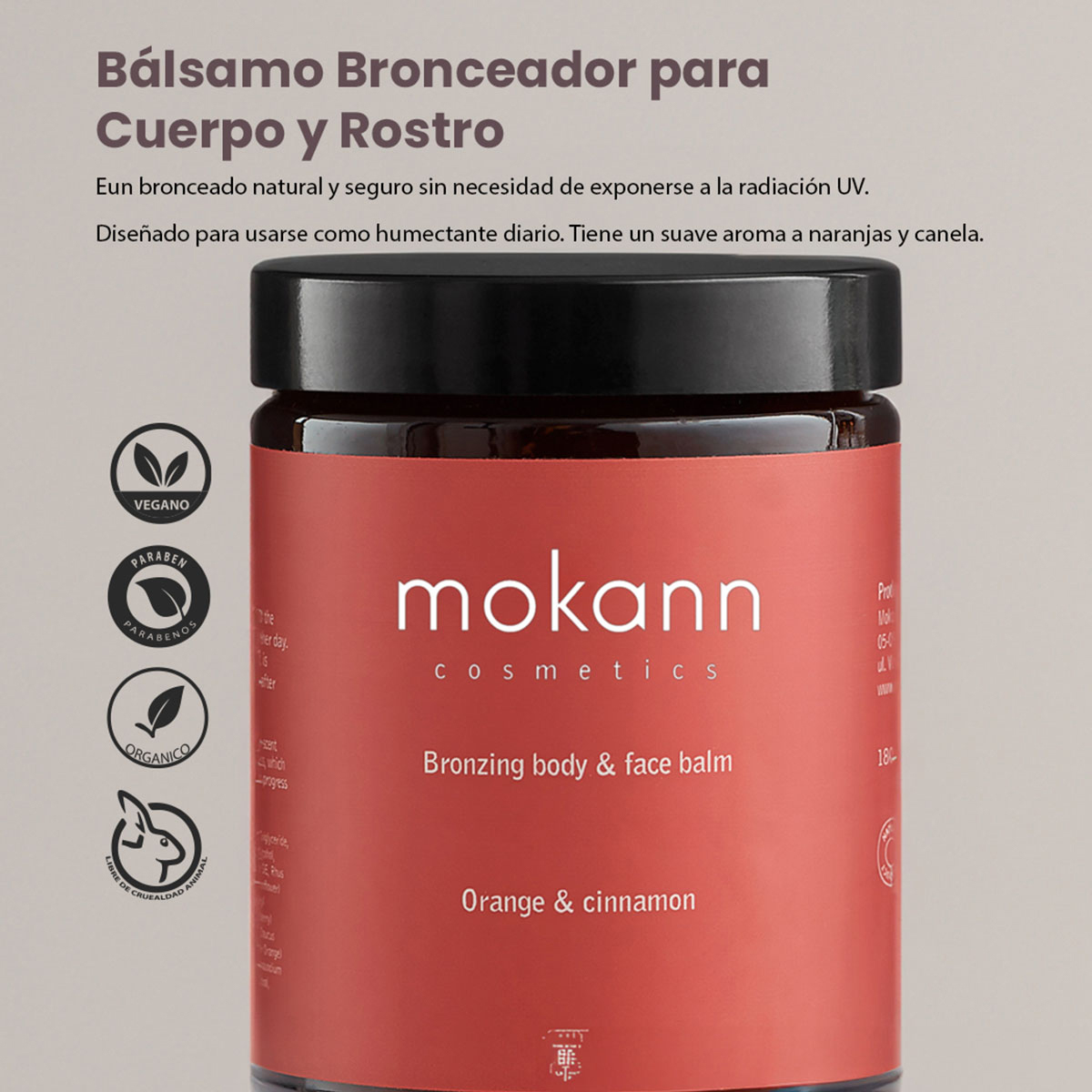 Foto 5 pulgar | Bronceador Corporal Mokann Canela Y Naranja Natural 180ml