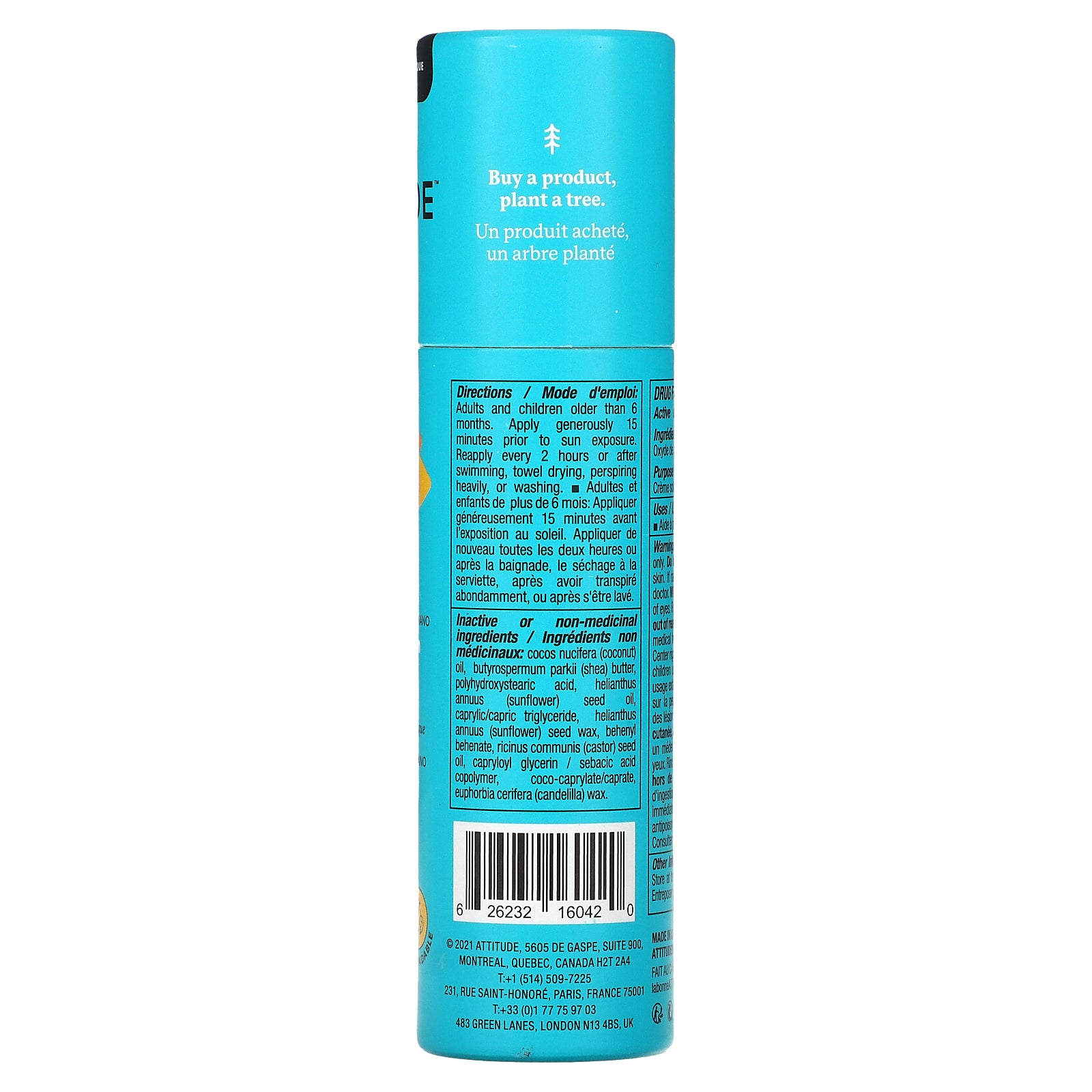 Foto 3 pulgar | Barra Facial Mineral Sunscreen Attitude Kids  Spf 30  30 Ml - Venta Internacional.