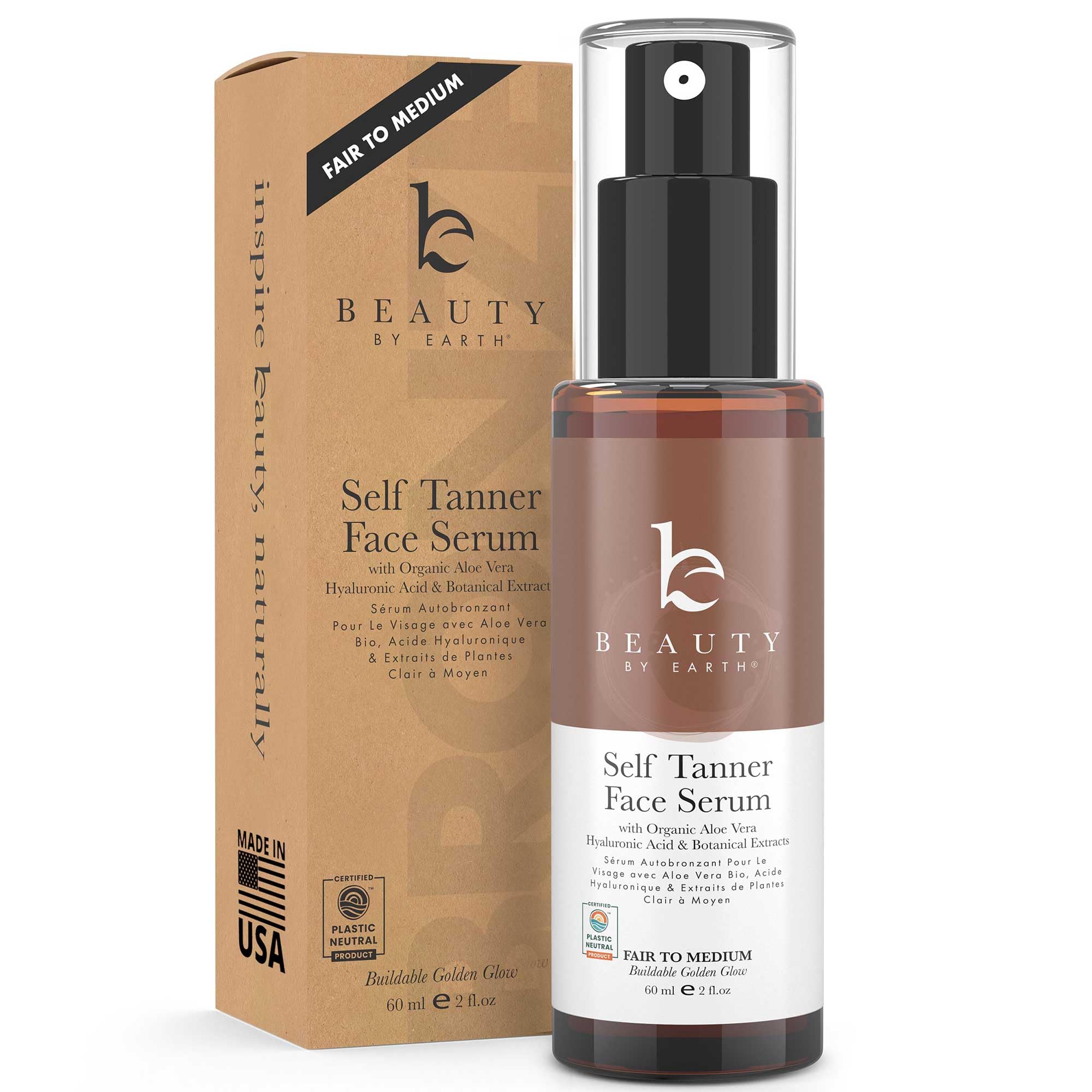 Foto 2 pulgar | Sérum Bronceador Facial Beauty De Earth Fair To Medium Con Ácido Hialurónico - Venta Internacional.