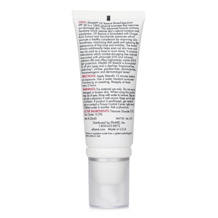 Foto 4 | Protector Solar Eltamd Uv Restore Physical Facial Spf 40 Teñido - Venta Internacional.