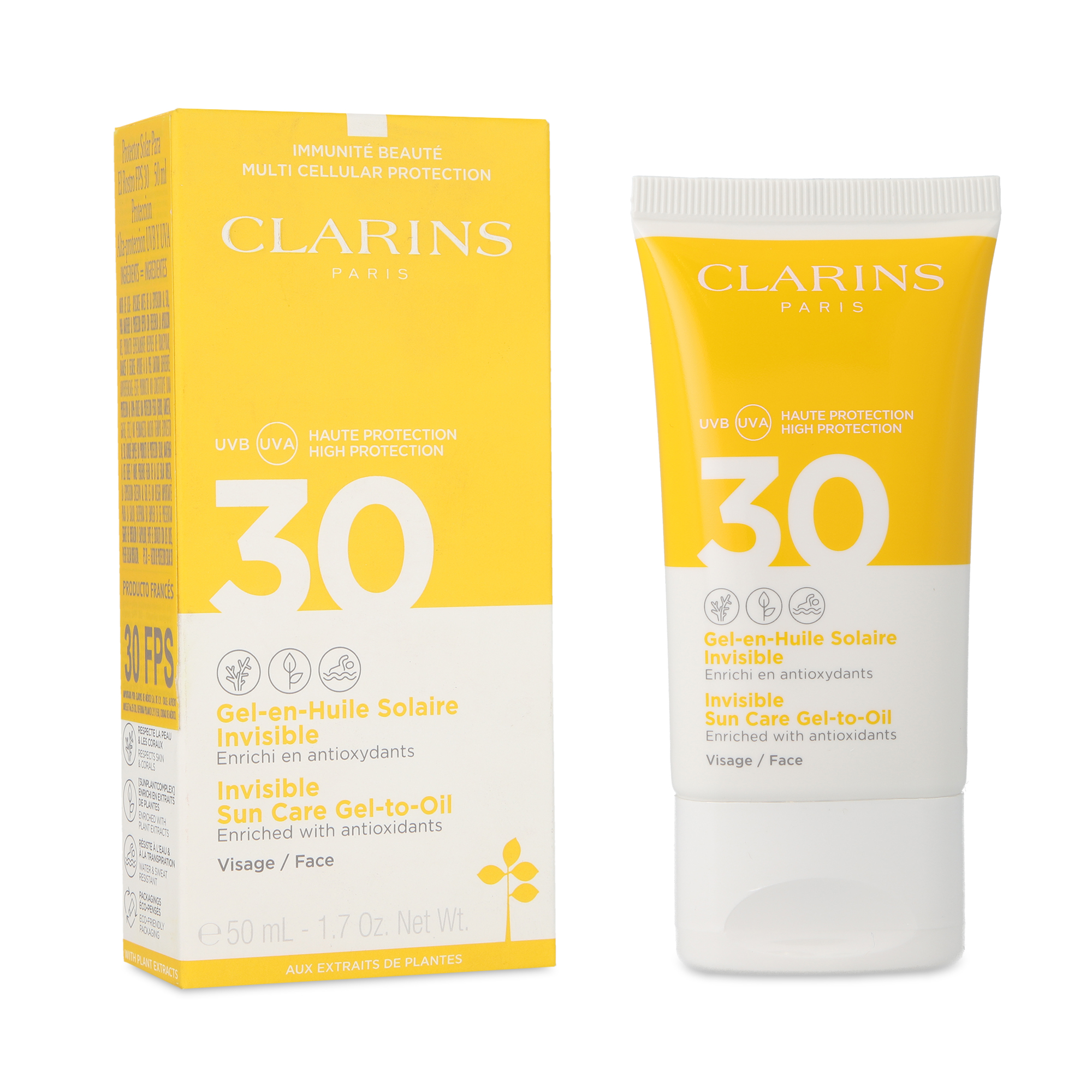 Foto 2 pulgar | Protector Solar Clarins Gel Aceite Invisible Rostro Uva/uvb 30