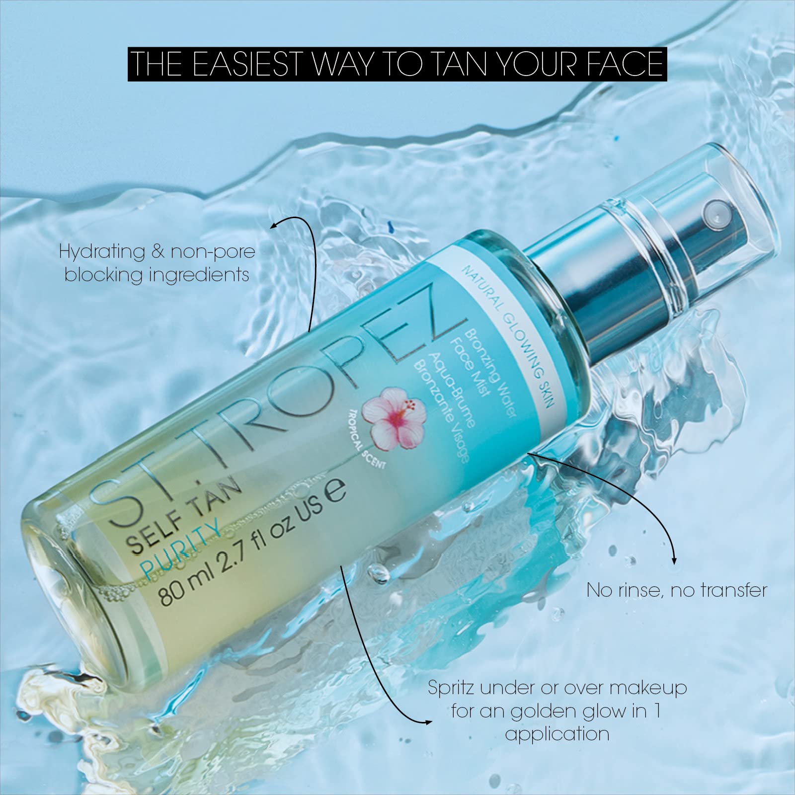 Foto 3 pulgar | Bruma Facial Con Agua Bronceadora Self Tan Purity St. Tropez, 80 Ml - Venta Internacional.