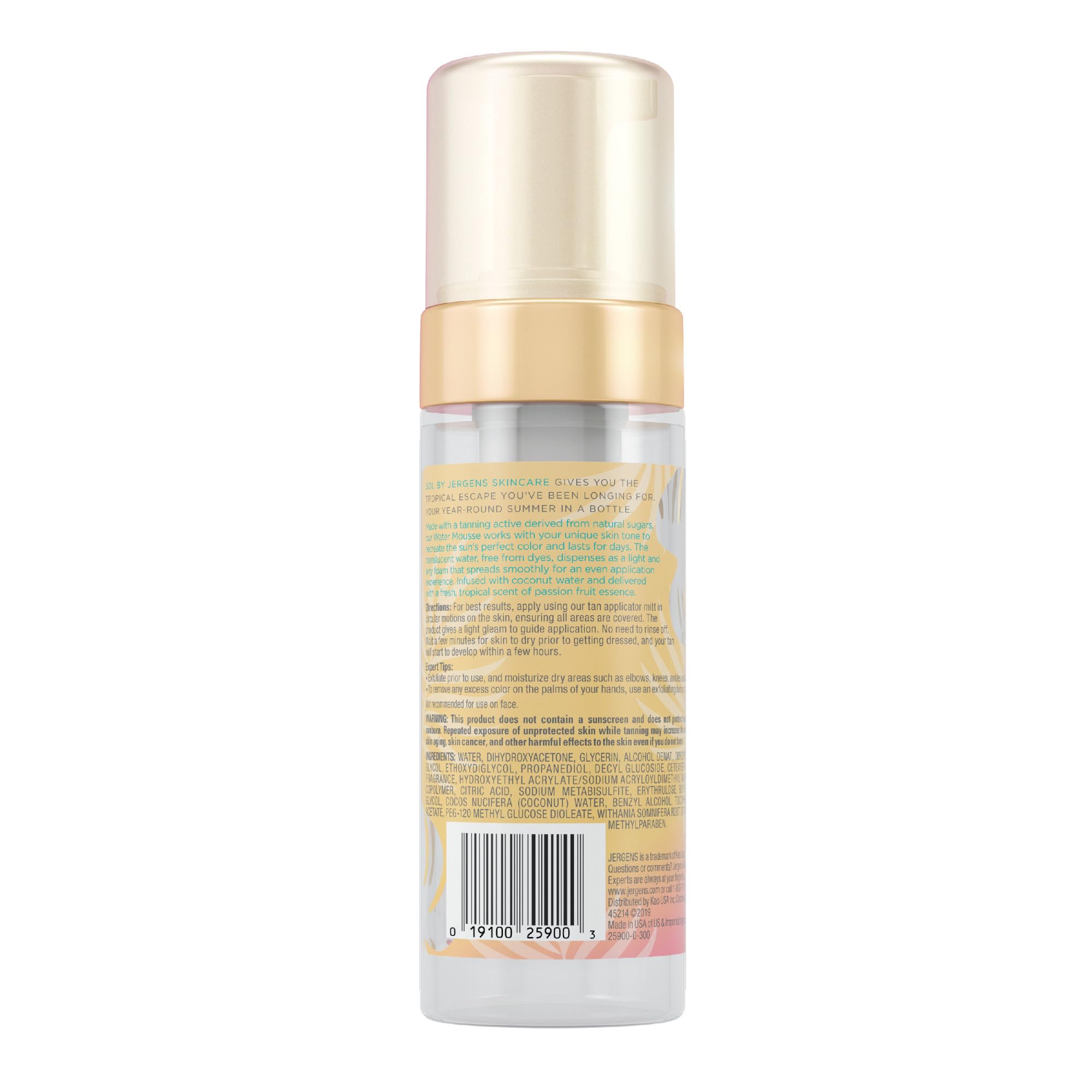 Foto 7 pulgar | Mousse De Agua Profunda Self Tanner Jergens Sol, 150 Ml, Agua De Coco - Venta Internacional.