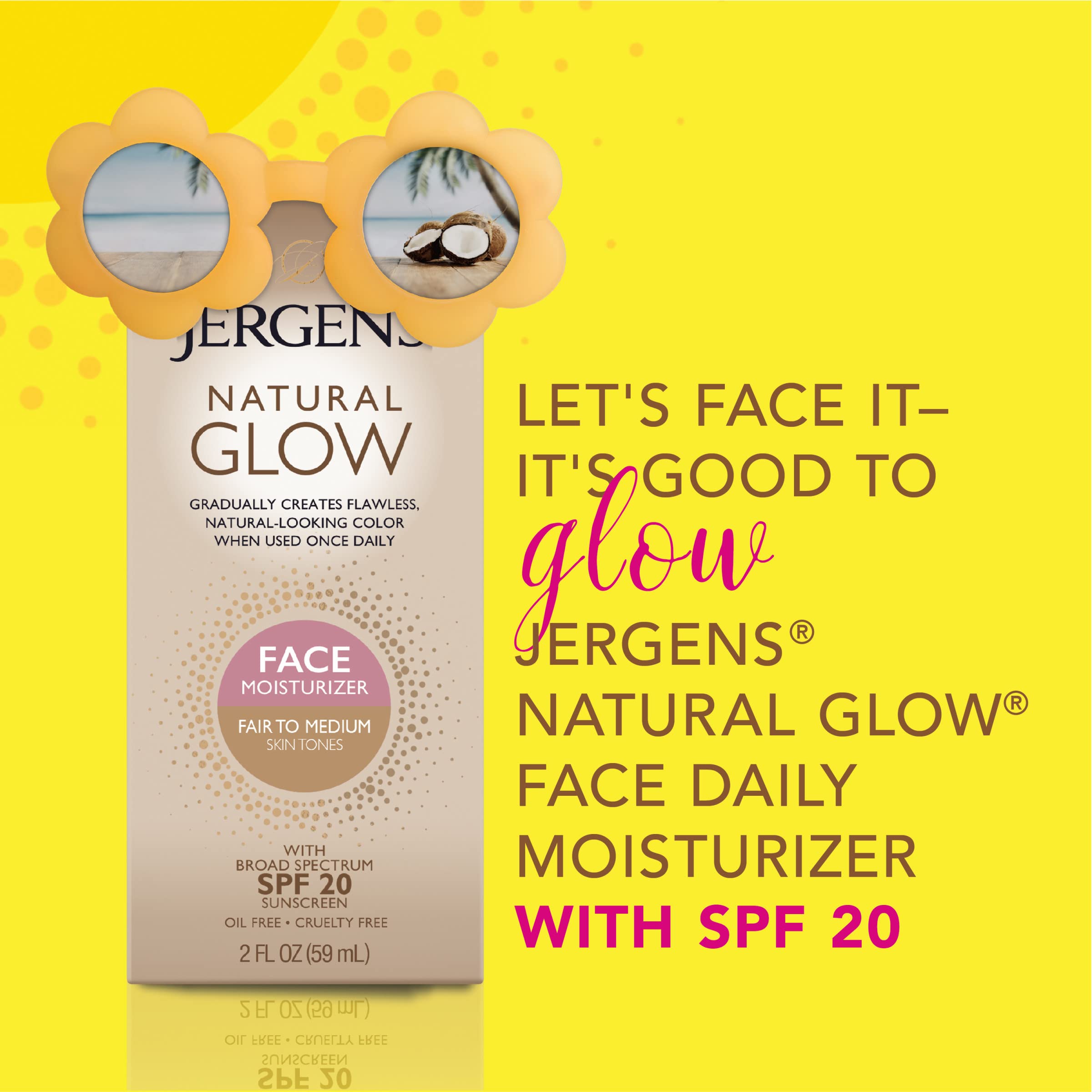 Foto 4 pulgar | Crema Hidratante Jergens Natural Glow Face Spf 20 60 Ml Fair-medium - Venta Internacional.