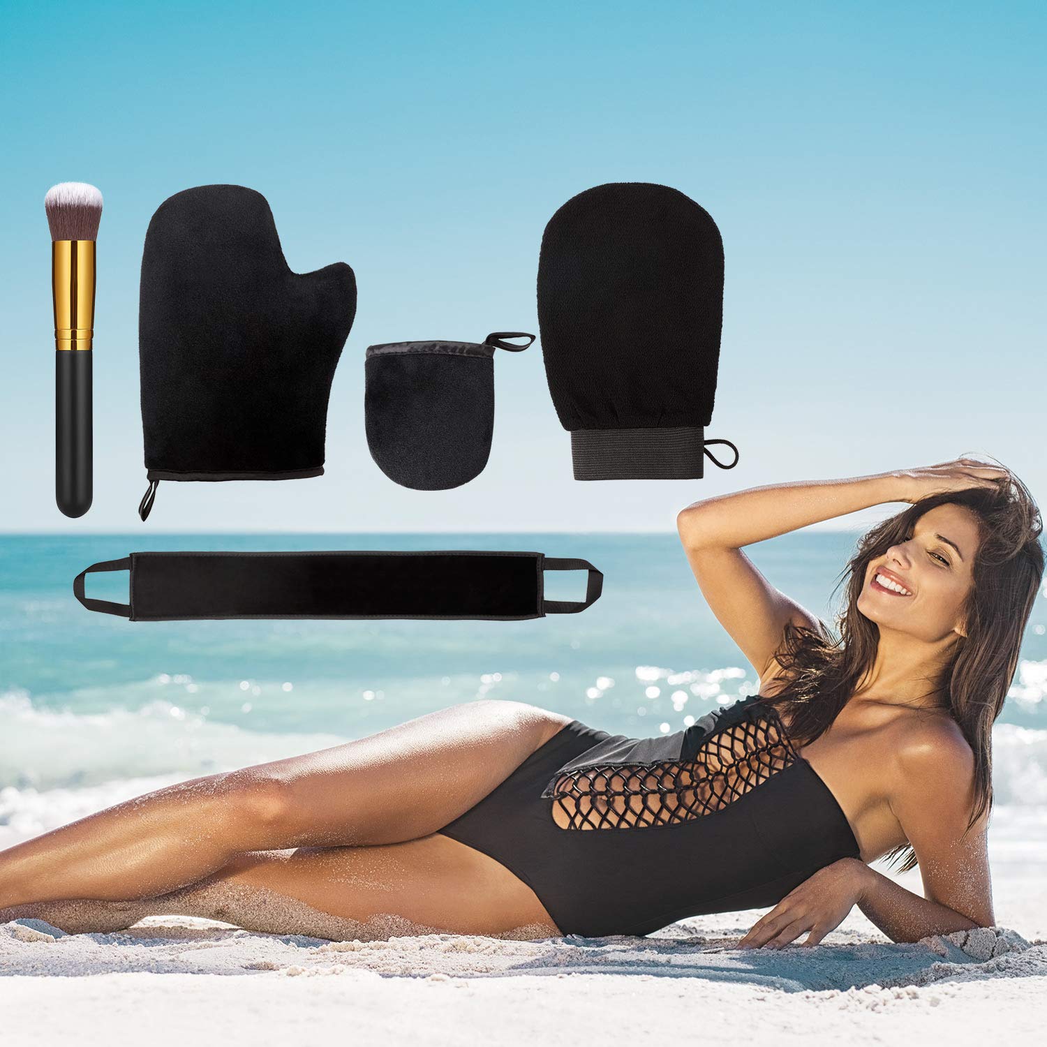 Foto 4 pulgar | Kit Aplicador De Guantes Autobronceadores Boao, 5 Piezas Con Brocha - Venta Internacional.