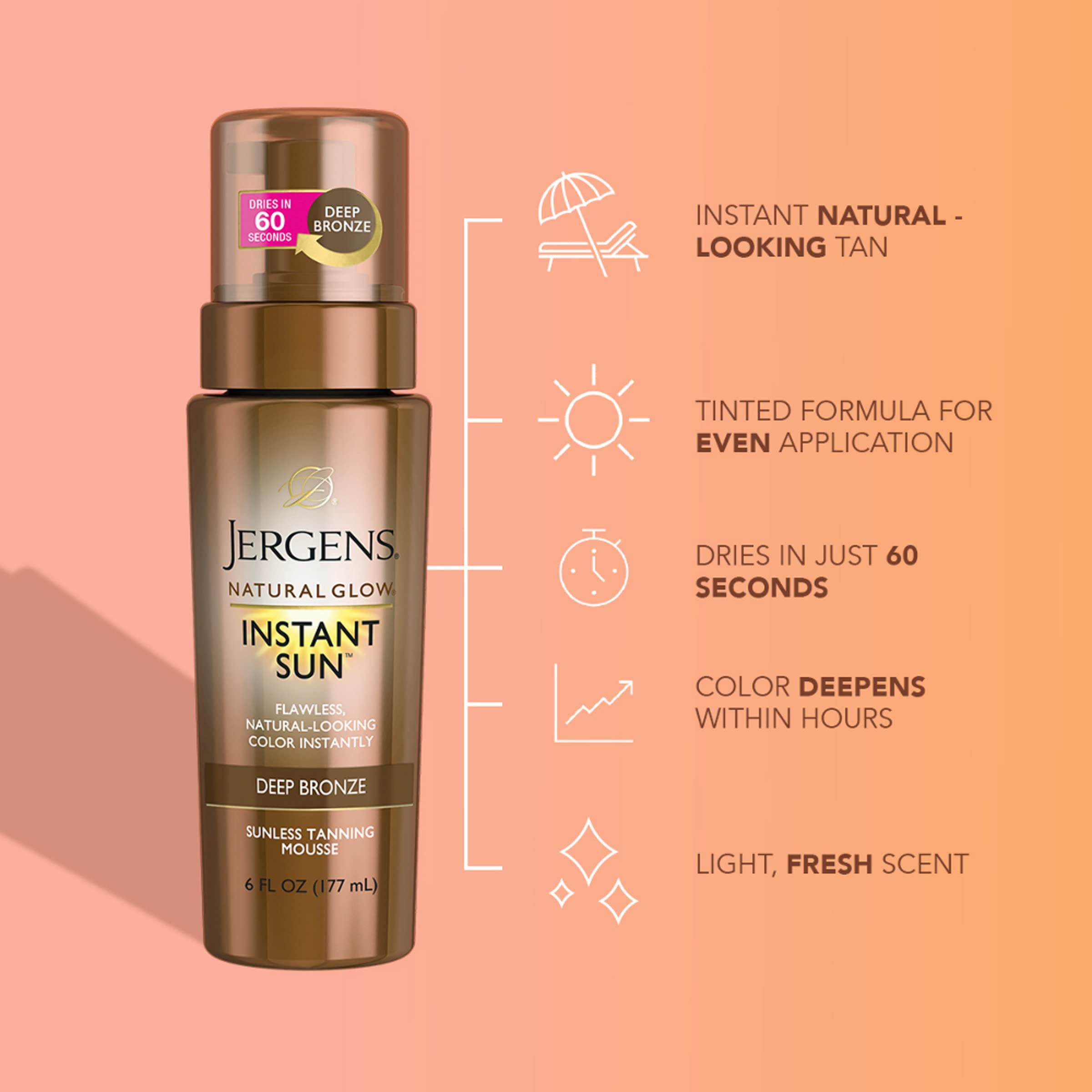 Foto 4 pulgar | Mousse Corporal De Sol Instantáneo Self Tanner Jergens Natural Glow, 180 Ml - Venta Internacional.