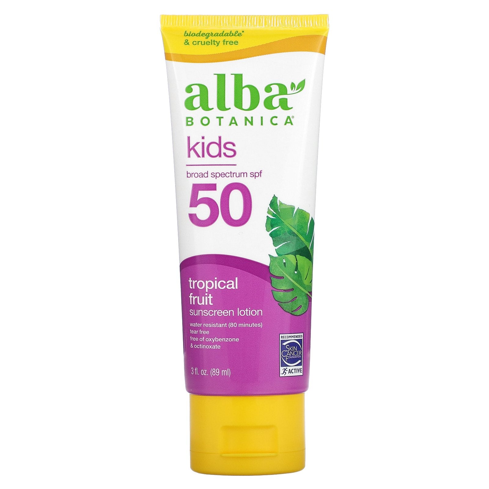 Loción De Protección Solar Alba Botanica Kids Spf 50, Frutas Tropicales, 89 Ml - Venta Internacional.