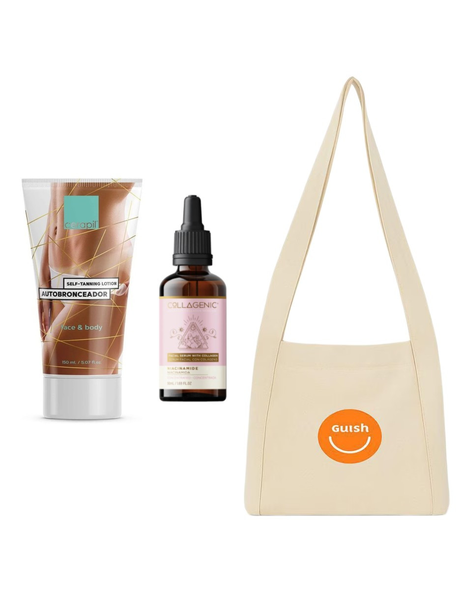 Kit Verano  Autobronceador Cerapil + Serum Facial Niacinamida Y Colageno  + Tote Güish