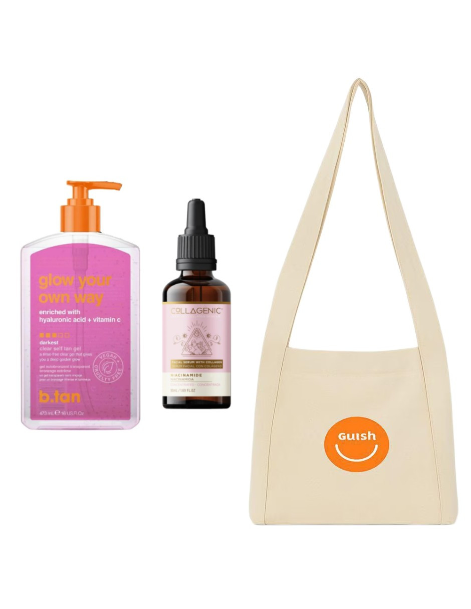 Kit Verano Gel Autobronceador Glow Your Own Way +  Serum Facial Niacinamida Y Colageno  + Tote Güish
