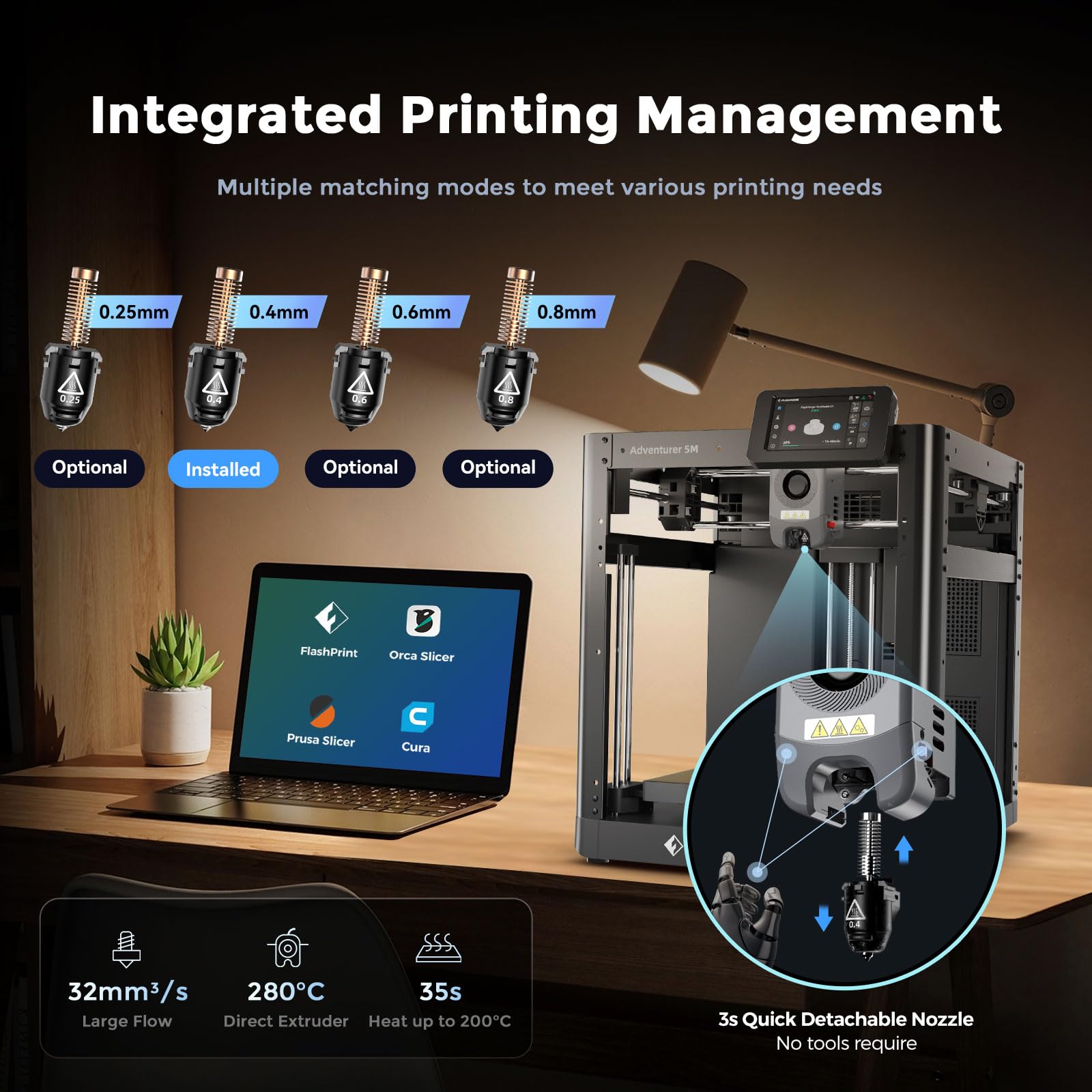 Foto 6 | Impresora 3d Flashforge Adventurer 5m Con Nivelación Automática 280°c - Venta Internacional.