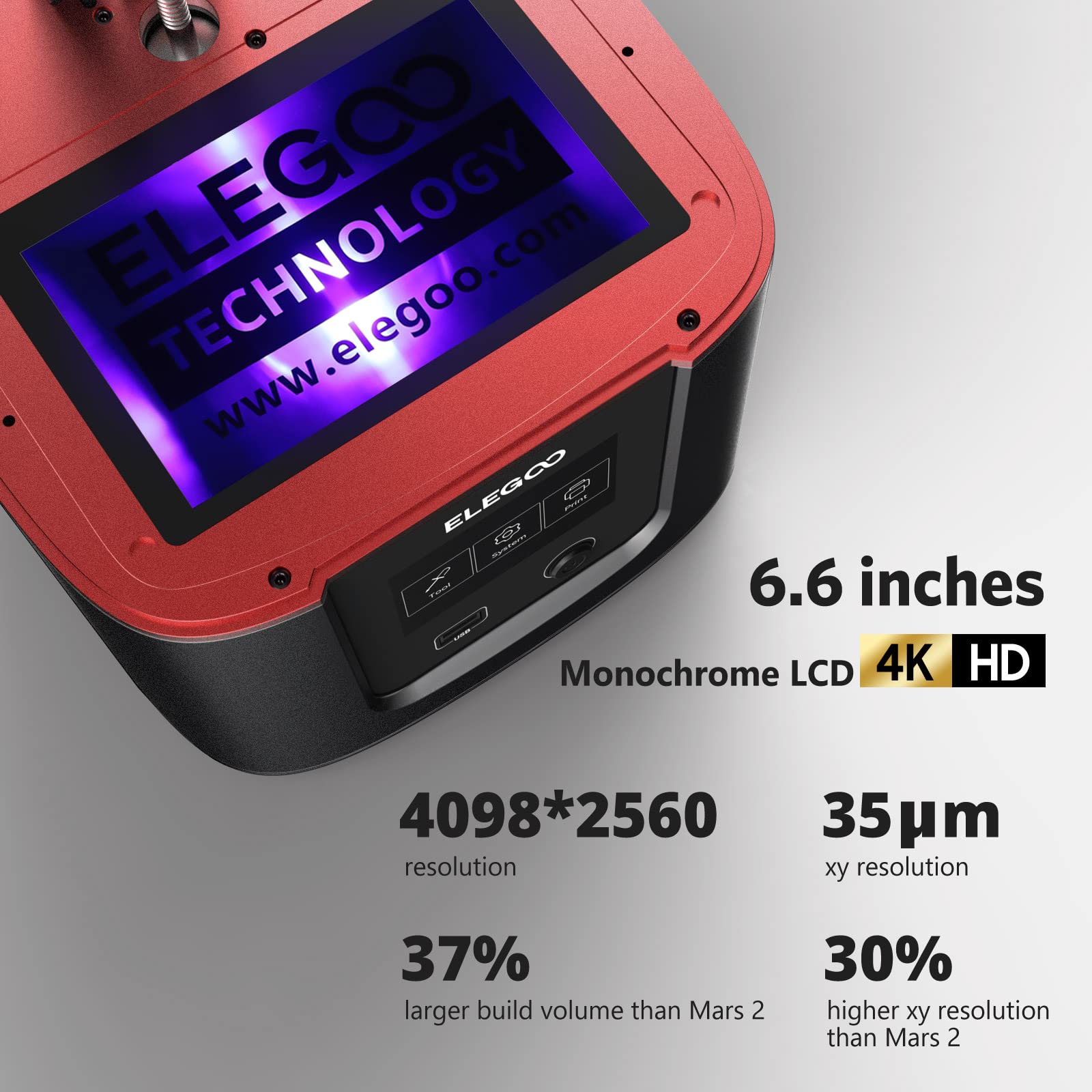 Foto 4 | Impresora 3d Elegoo Mars 3 Lcd Resina 4k Ultra Monocromática De 6.6 Pulgadas - Venta Internacional.