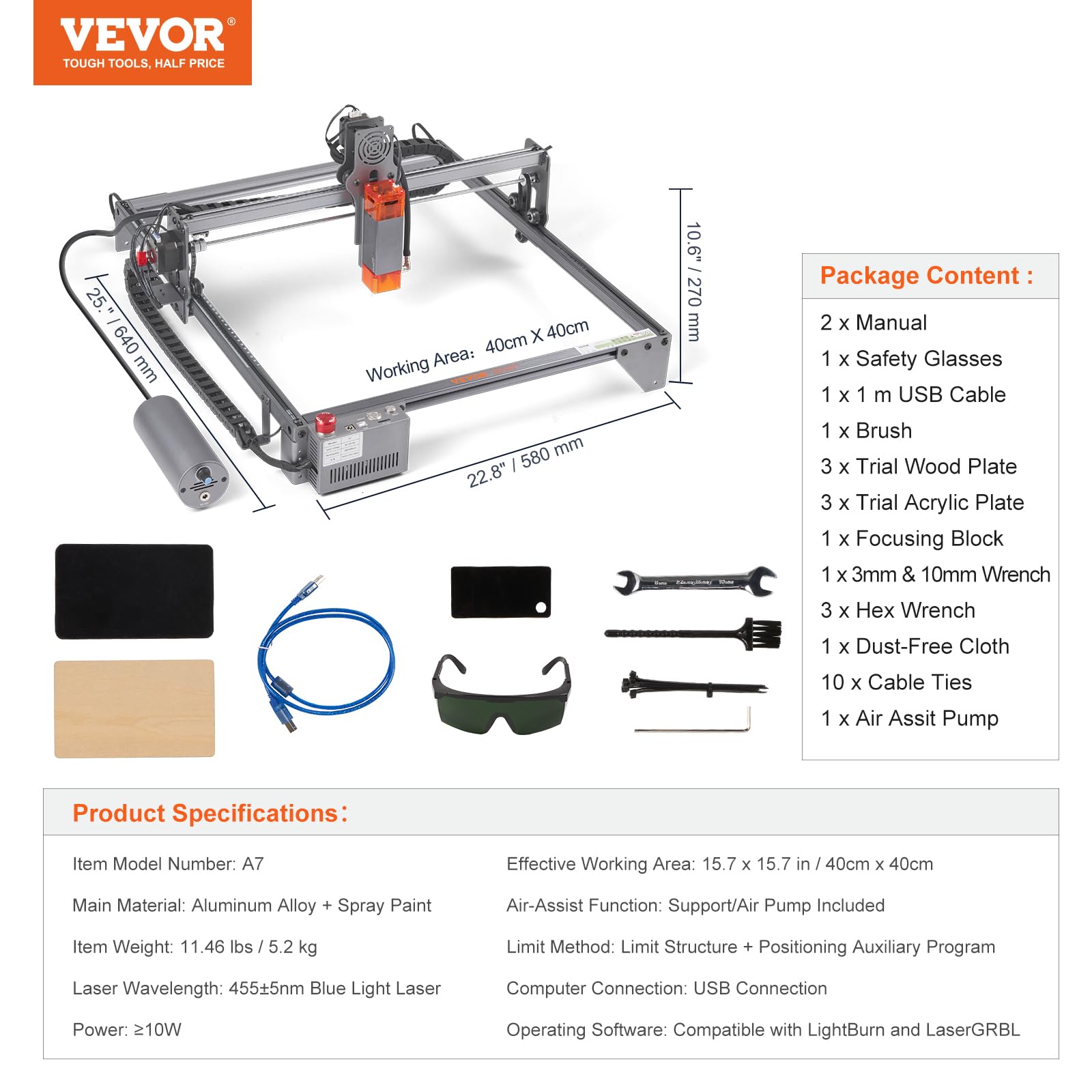 Foto 7 | Máquina De Grabado Vevor 10w Cortadora Láser De Madera Y Metal Gris - Venta Internacional.