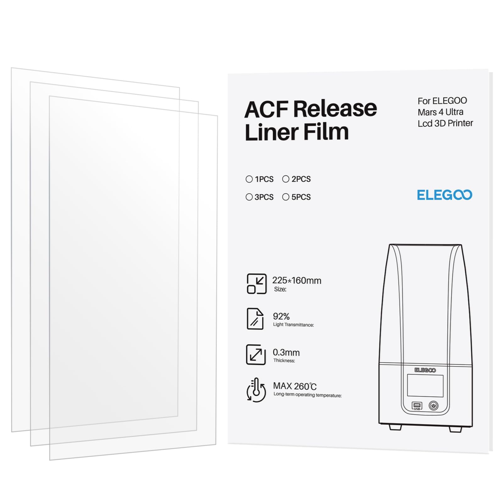 Impresora Acf Release Liner Film Elegoo Mars 4 Ultra 3d De 0,3 Mm - Venta Internacional.