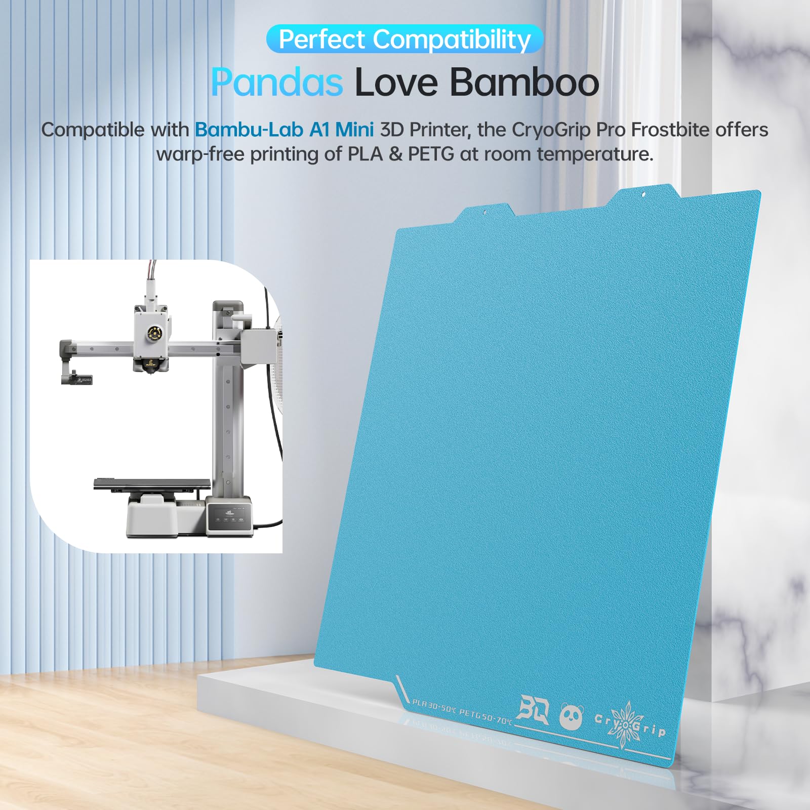 Foto 5 pulgar | Plato De Construcción Biqu Cryogrip Pro Frostbite Panda Para Bambu-lab A1 Mini - Venta Internacional.