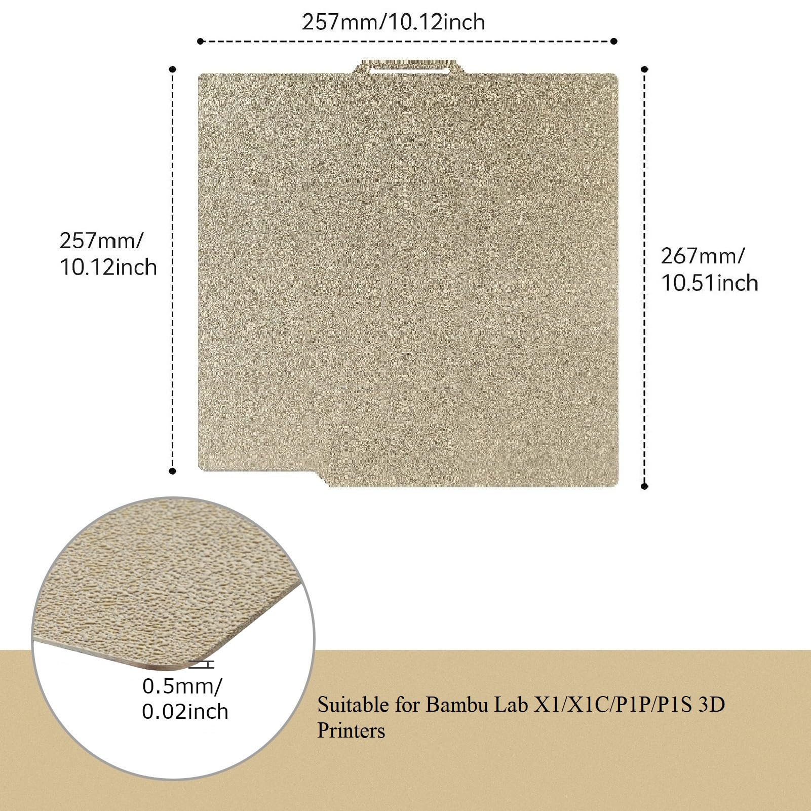 Foto 5 pulgar | Plato Pei Hictop Bambu Lab De 257 5 Mm Con Textura De Doble Cara - Venta Internacional.
