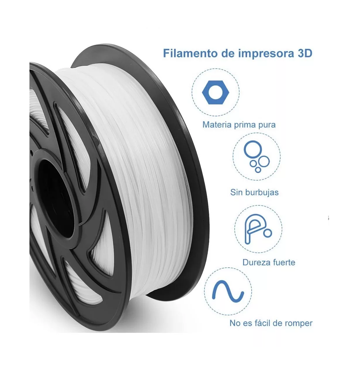 Foto 3 pulgar | Filamento De Impresora Material De Impresión 3d 1 Kg 1,75 Mm Blanco