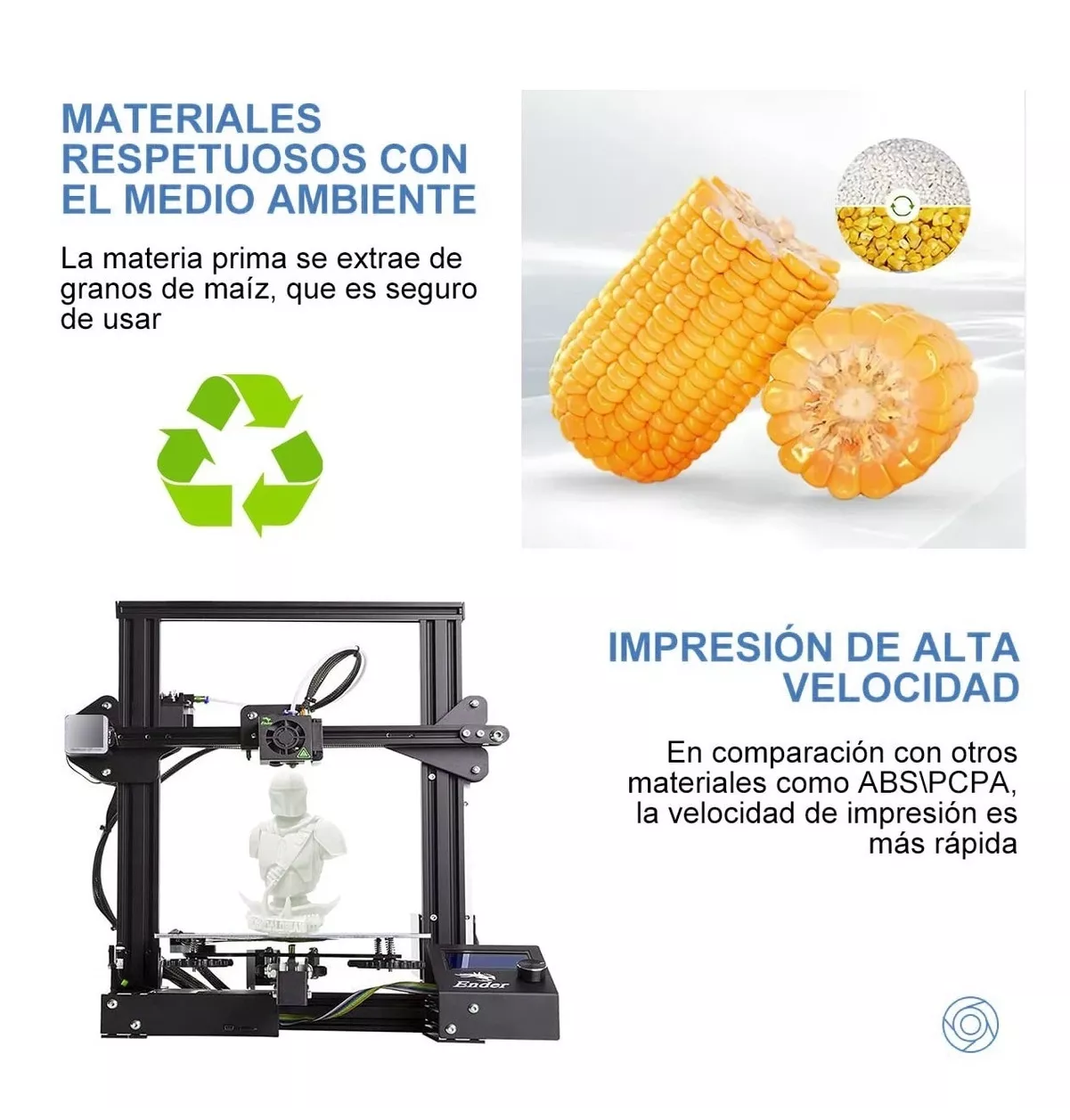 Foto 4 | Filamento De Impresora Material De Impresión 3d 1 Kg 1,75 Mm Blanco