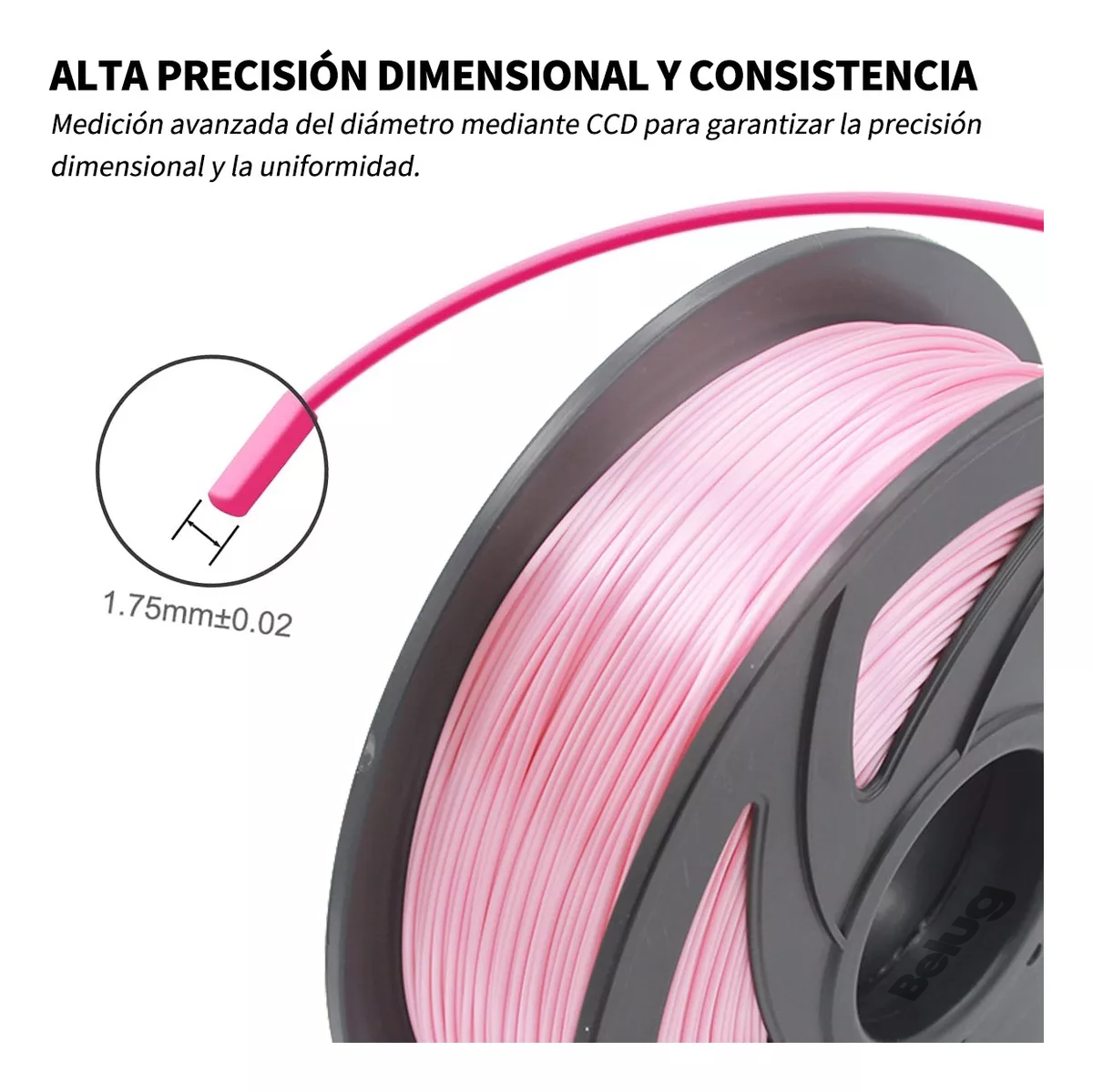 Foto 3 pulgar | Filamento Pla de 1,75 mm Precisión Dimensional de +/- 0,02 Rosa Belug