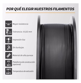 Foto 3 | Filamento Pla De 1,75 Mm, Precisión Dimensional De +/- 0,02 Negro