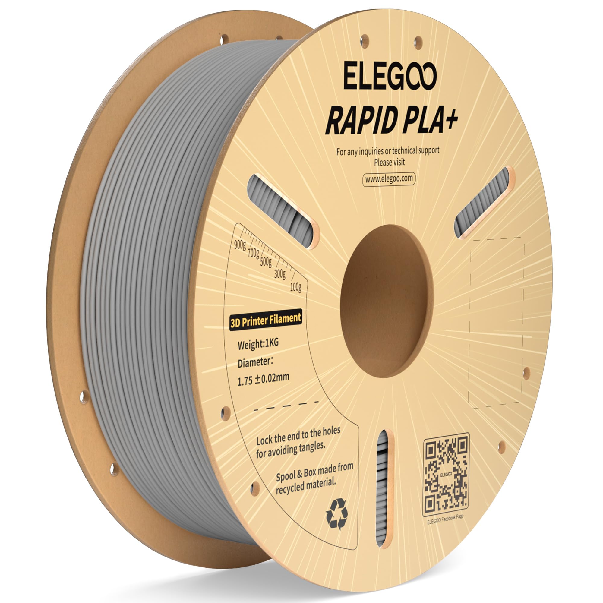 Foto 1 | Filamento Para Impresora 3d Elegoo Rapid Pla Plus De 1,75 Mm Gris, 1 Kg - Venta Internacional.