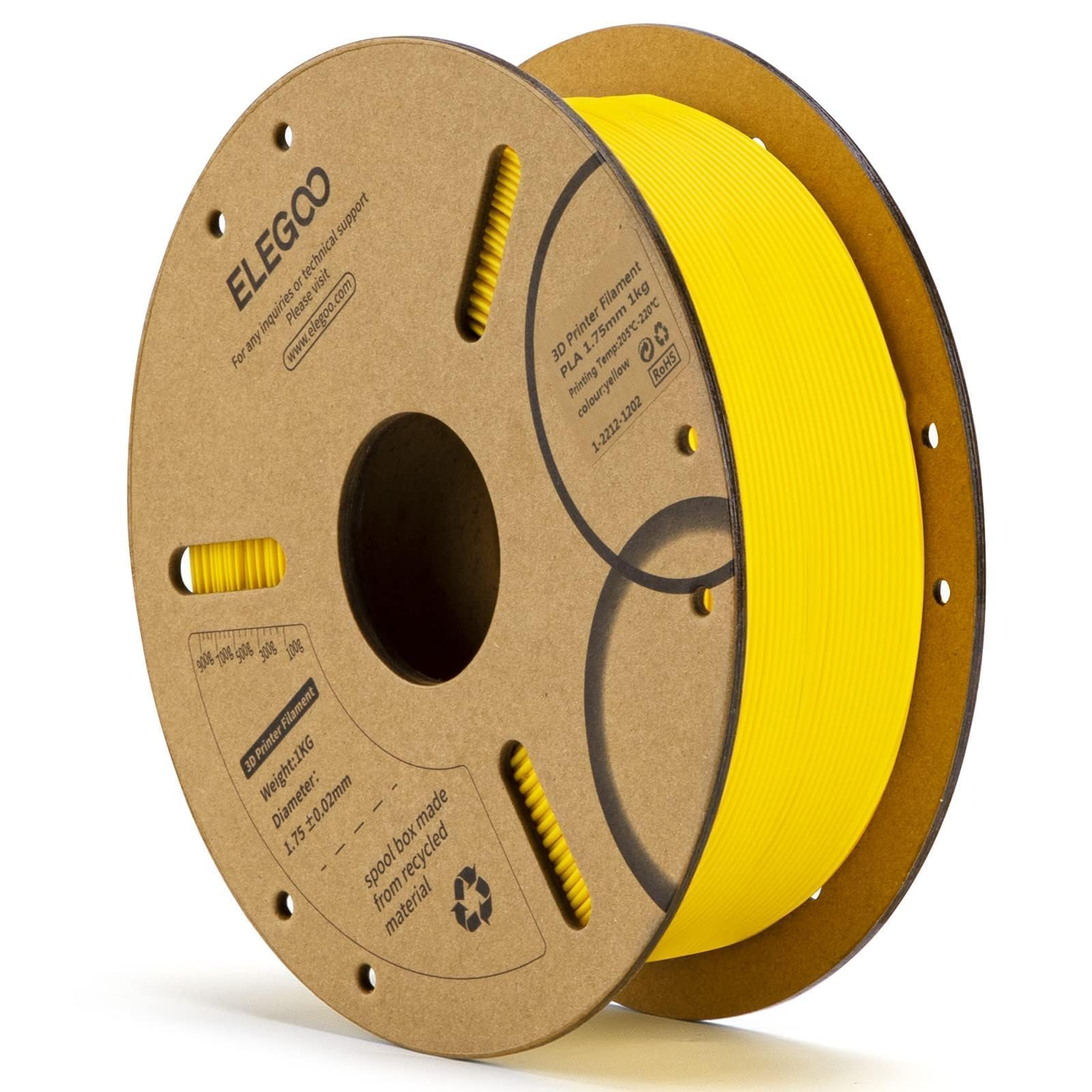 Foto 2 pulgar | Filamento Para Impresora 3d Elegoo Pla De 1,75 Mm, Amarillo, 1 Kg - Venta Internacional.