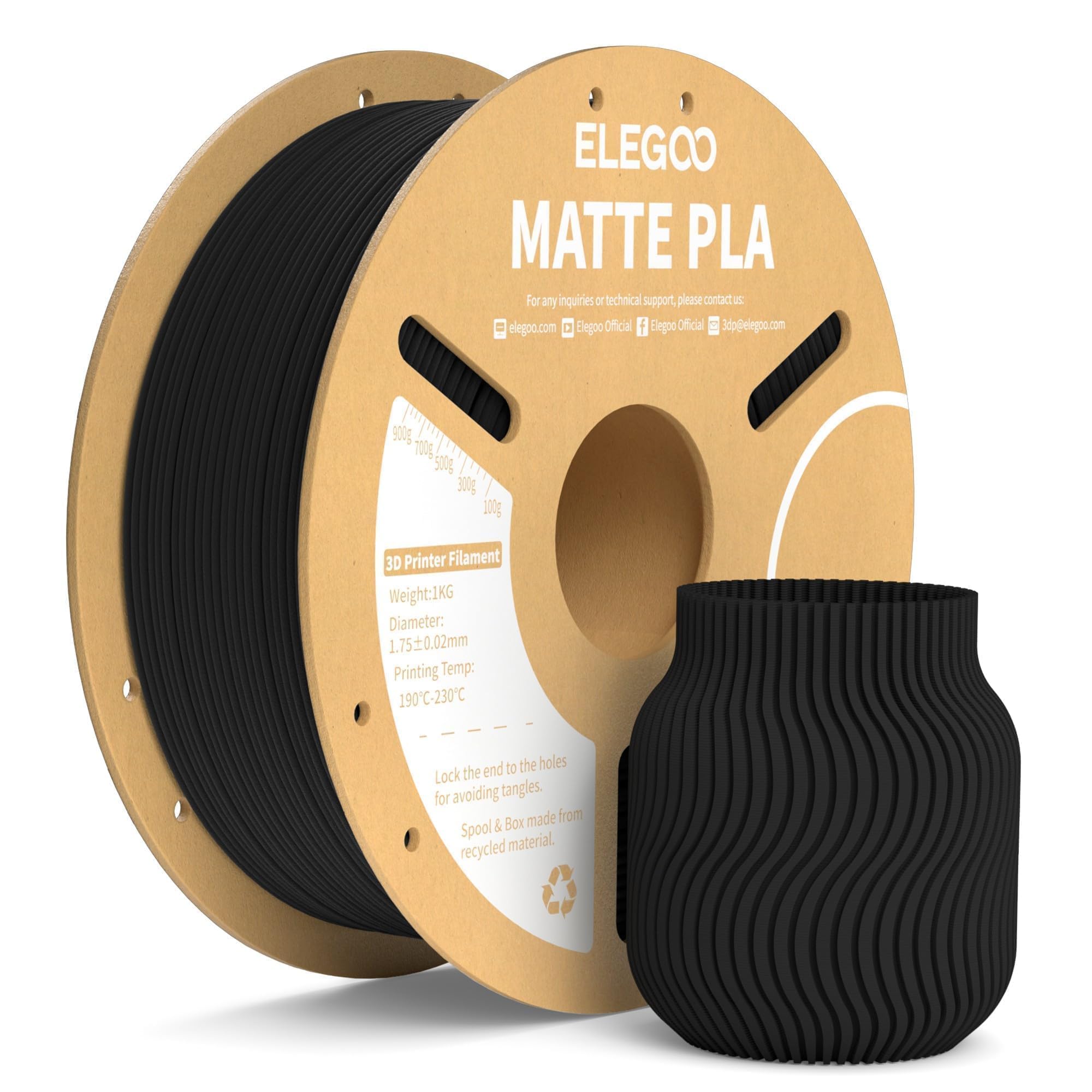 Foto 2 pulgar | Filamento Para Impresora 3d Elegoo Mate Pla Negro Mate, 1 Kg, 1,75 Mm - Venta Internacional.
