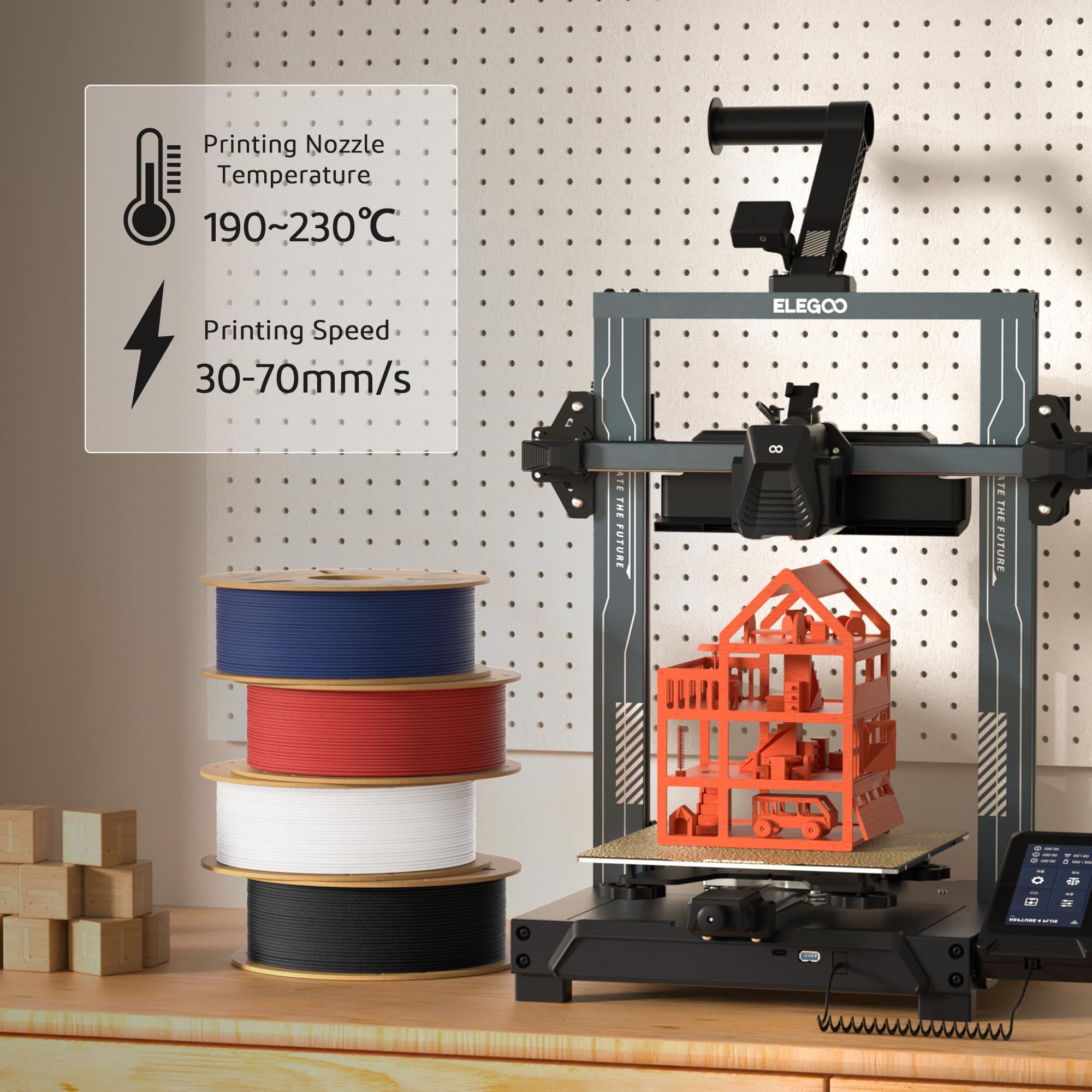 Foto 6 pulgar | Filamento Para Impresora 3d Elegoo Mate Pla Negro Mate, 1 Kg, 1,75 Mm - Venta Internacional.