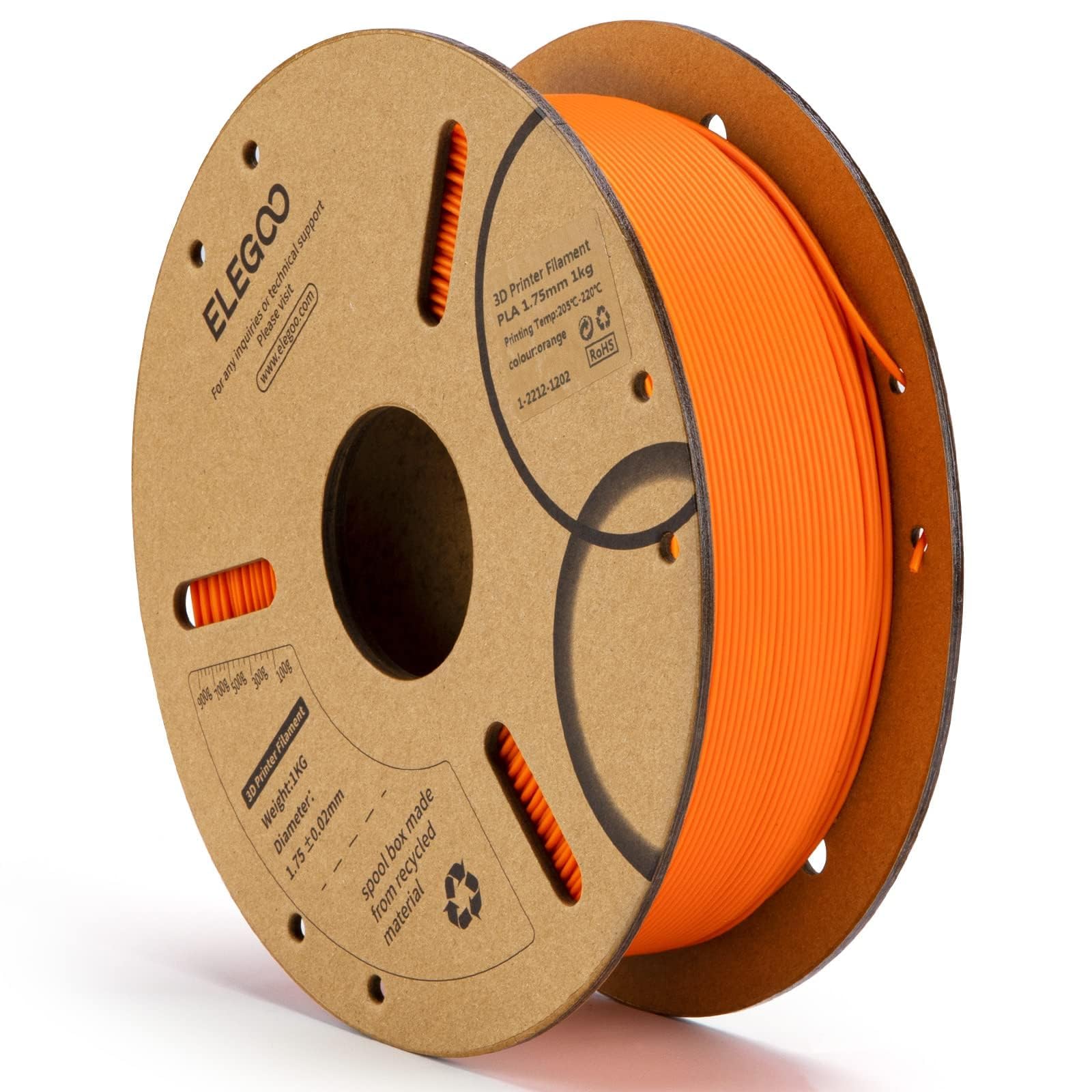 Foto 2 pulgar | Filamento Para Impresora 3d Elegoo Pla 1.75 Mm Naranja 1 Kg - Venta Internacional.