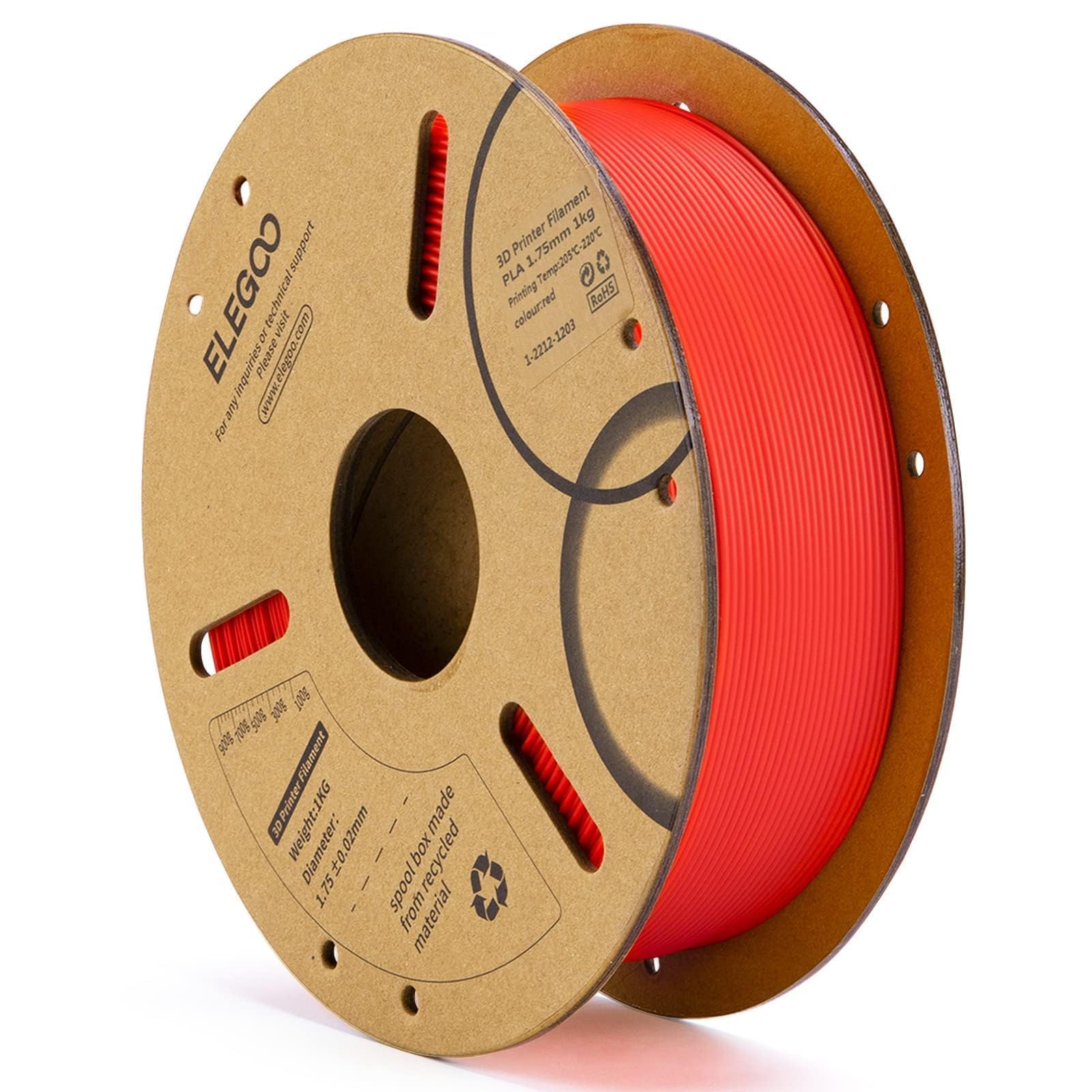 Foto 2 pulgar | Filamento Para Impresora 3d Elegoo Pla 1.75 Mm Rojo 1 Kg - Venta Internacional.
