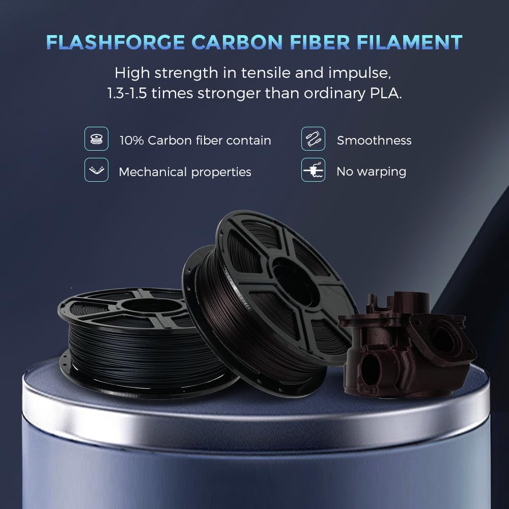Foto 2 | Filamento De Fibra De Carbono Flashforge Pla Para Impresora 3d, 1,75 Mm, 1 Kg - Venta Internacional.