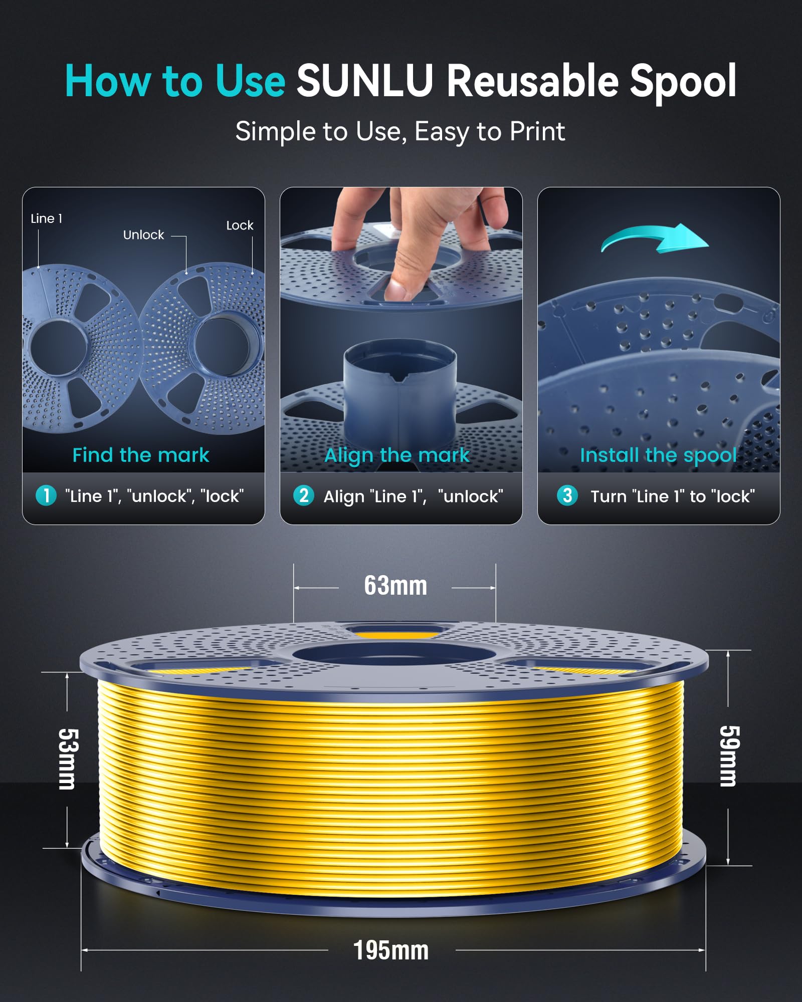 Foto 6 | Filamento Para Impresora 3d Sunlu Silk Pla, 1,75 Mm, 1 Kg, Color Gris - Venta Internacional.