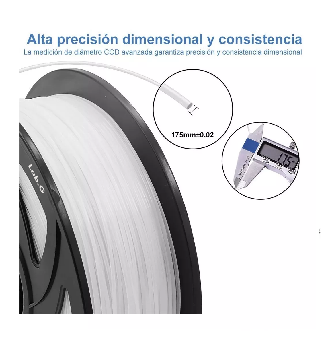 Foto 3 | Filamento De Impresora Material De Impresión 3d 1 Kg 1,75 Mm Blanco