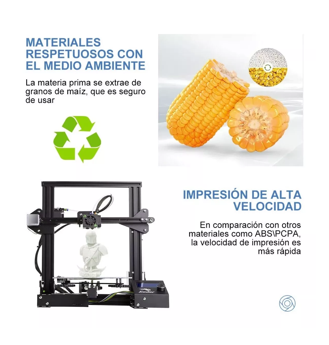 Foto 4 | Filamento De Impresora Material De Impresión 3d 1 Kg 1,75 Mm Blanco