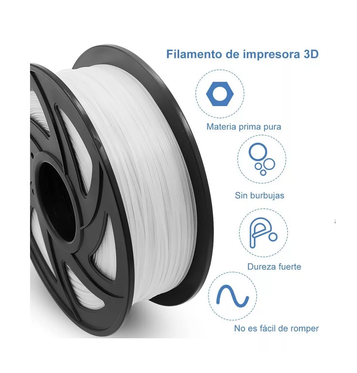 Foto 2 | Filamento De Impresora Belug Material De Impresión 3d 1 Kg 1,75 Mm Blanco