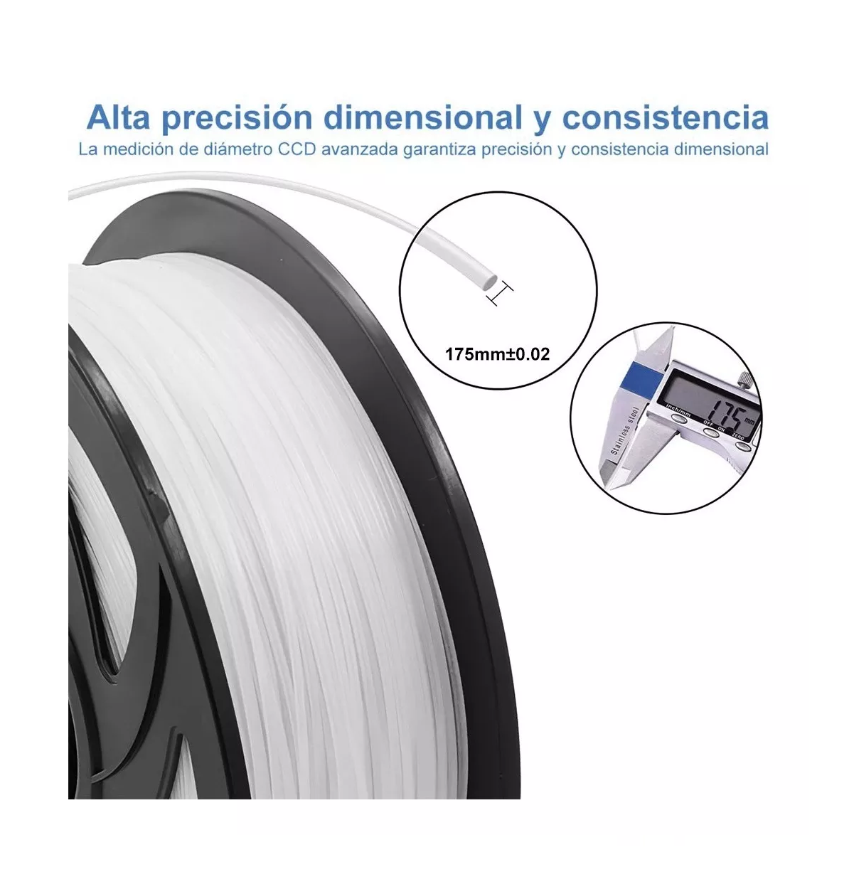 Foto 3 | Filamento De Impresora Belug Material De Impresión 3d 1 Kg 1,75 Mm Blanco