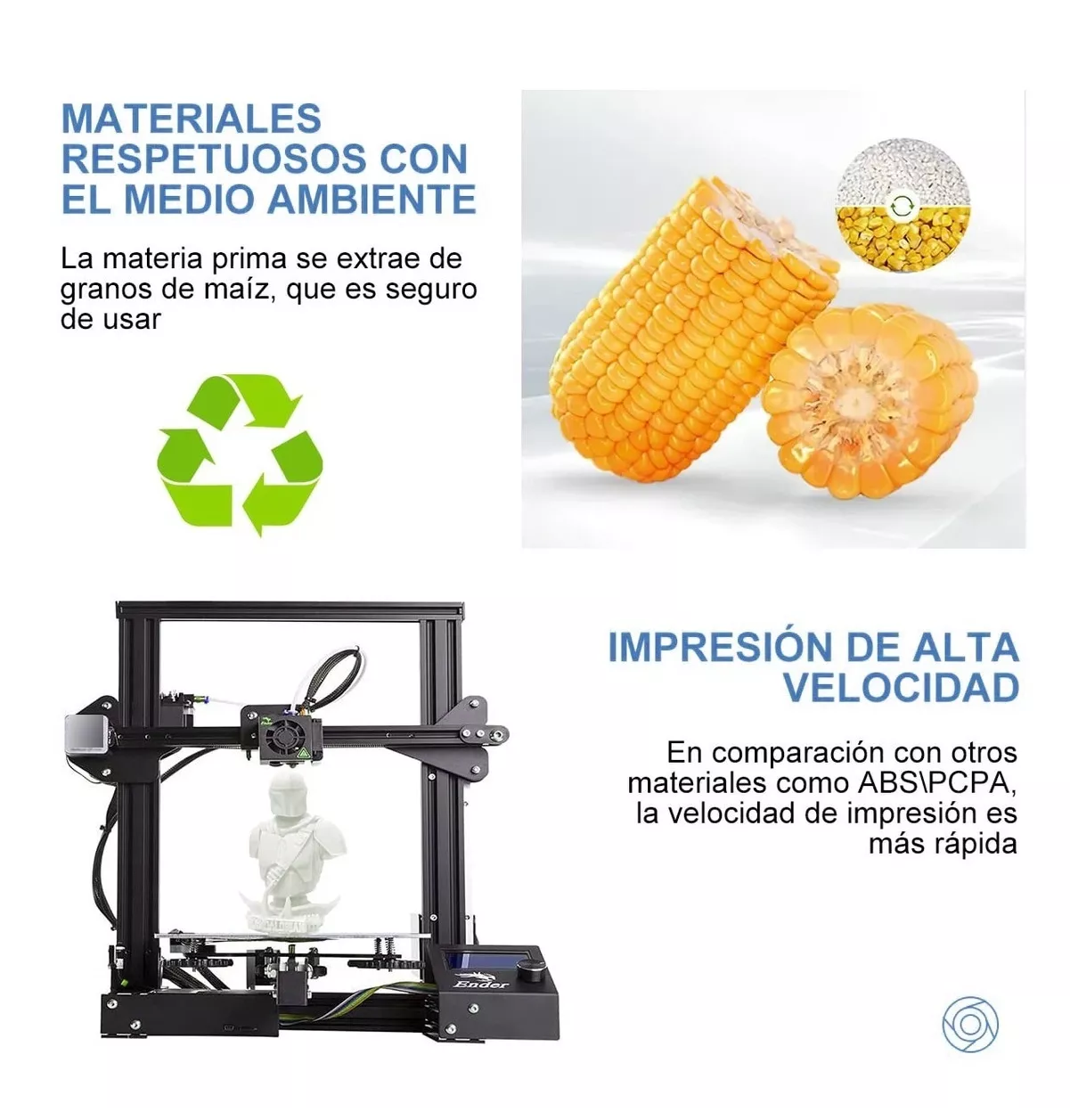 Foto 5 pulgar | Filamento De Impresora Belug Material De Impresión 3d 1 Kg 1,75 Mm Blanco